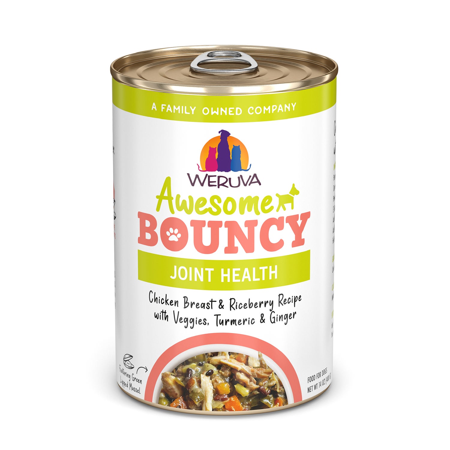 Weruva Awesome Bouncy Chicken Breast And Riceberry Recipe With Veggies, Turmeric And Ginger Wet Dog Food, 14-Oz Pack Of 10