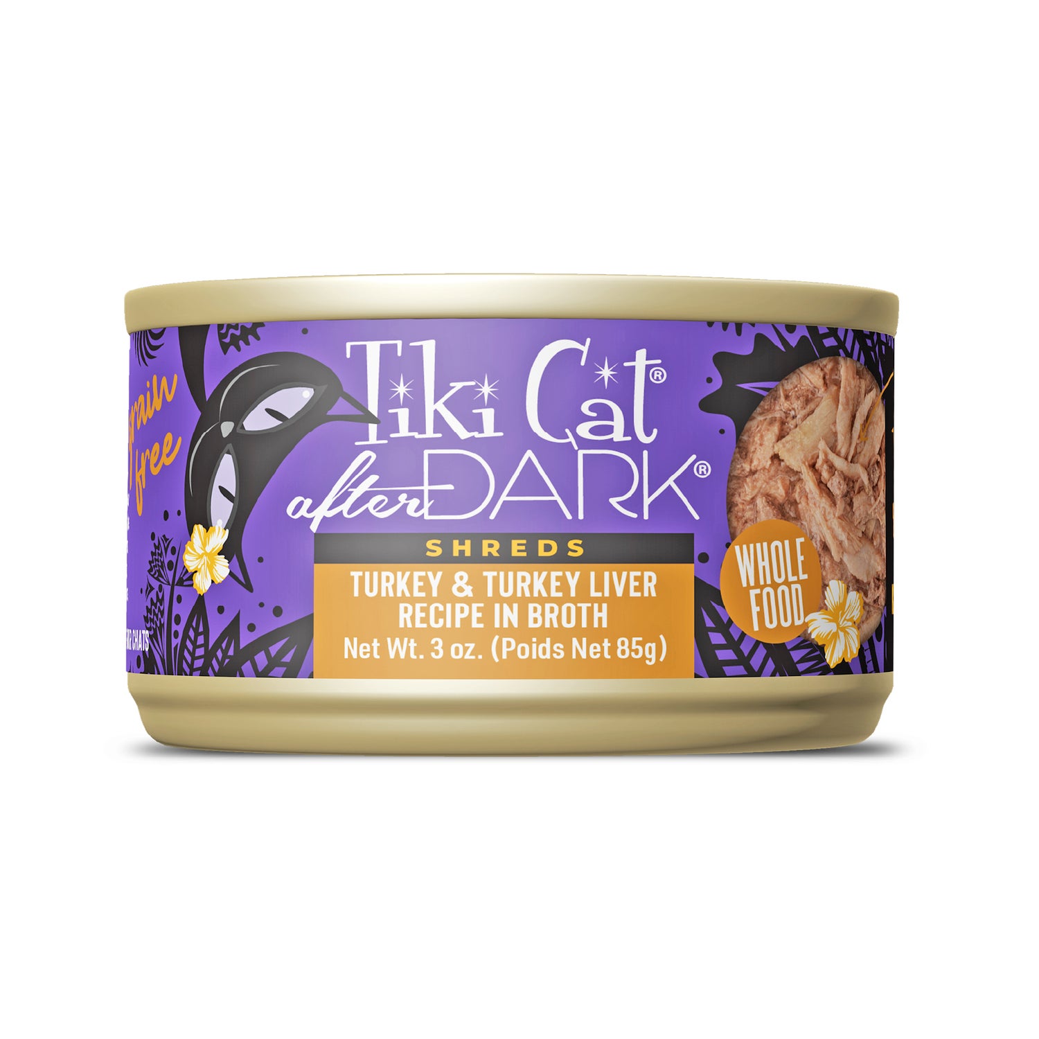 Tiki Cat After Dark Shreds Whole Foods Wet Cat Food, Turkey & Turkey Liver, 3 Oz. Can