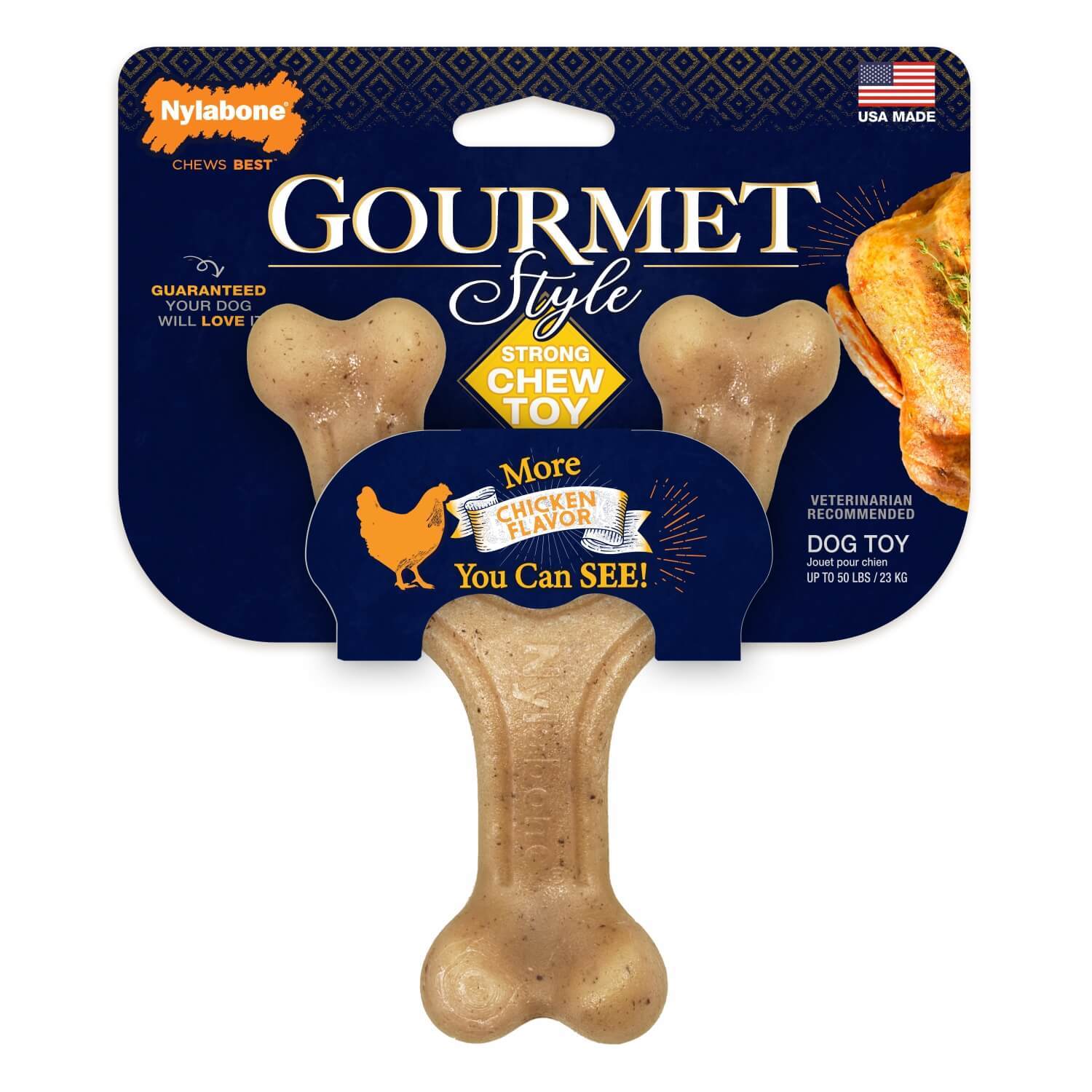 Nylabone Gourmet Style Strong Chew Wishbone Dog Toy - Chicken Flavor