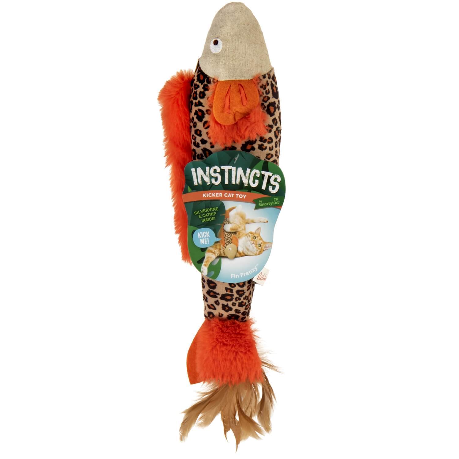 Instincts By Smartykat® Fin Frenzy Crinkle Plush Kicker Cat Toy With Happynip Silvervine & Catnip