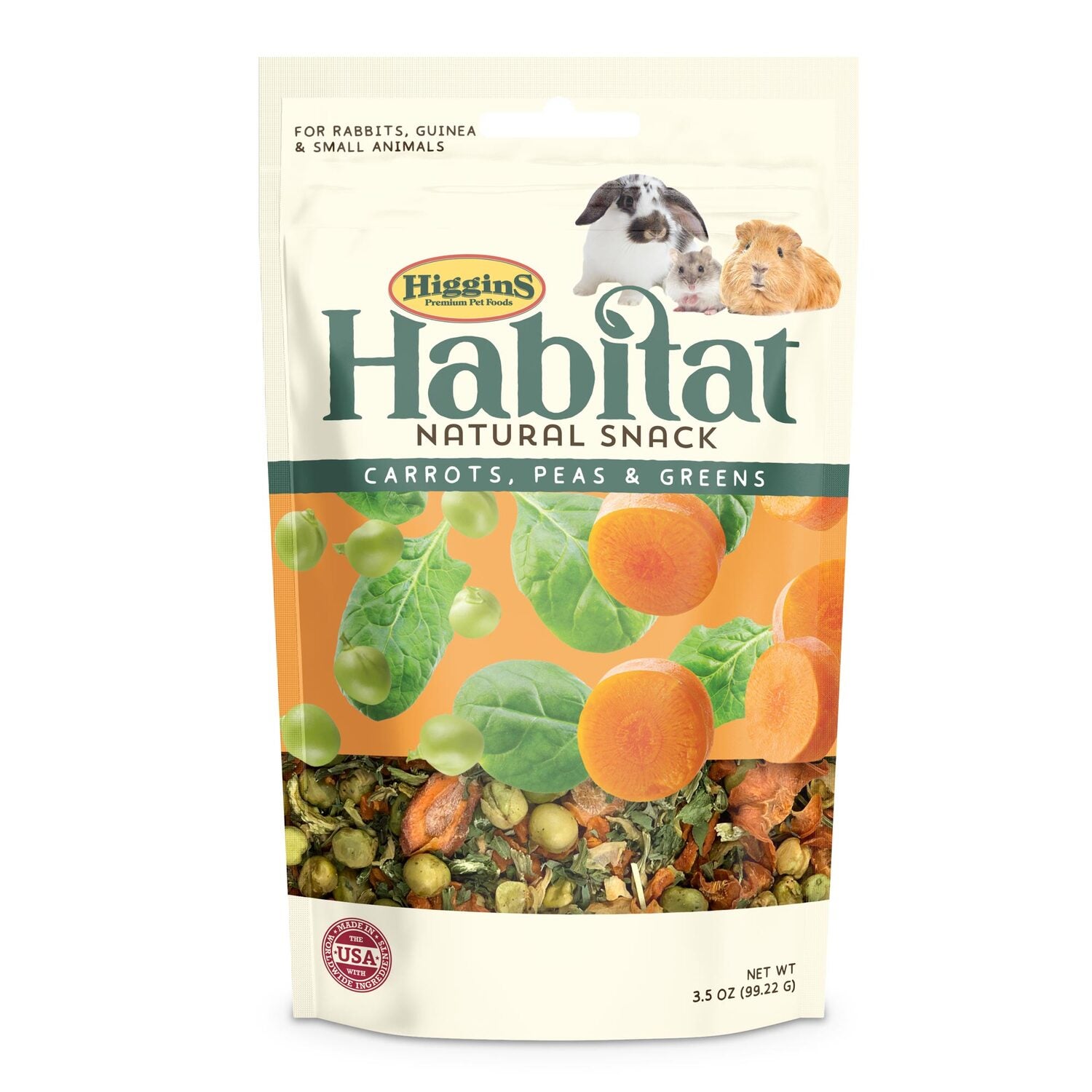 Higgins Habitat Carrots, Peas, & Greens Small Animal Treat, 3.5Oz