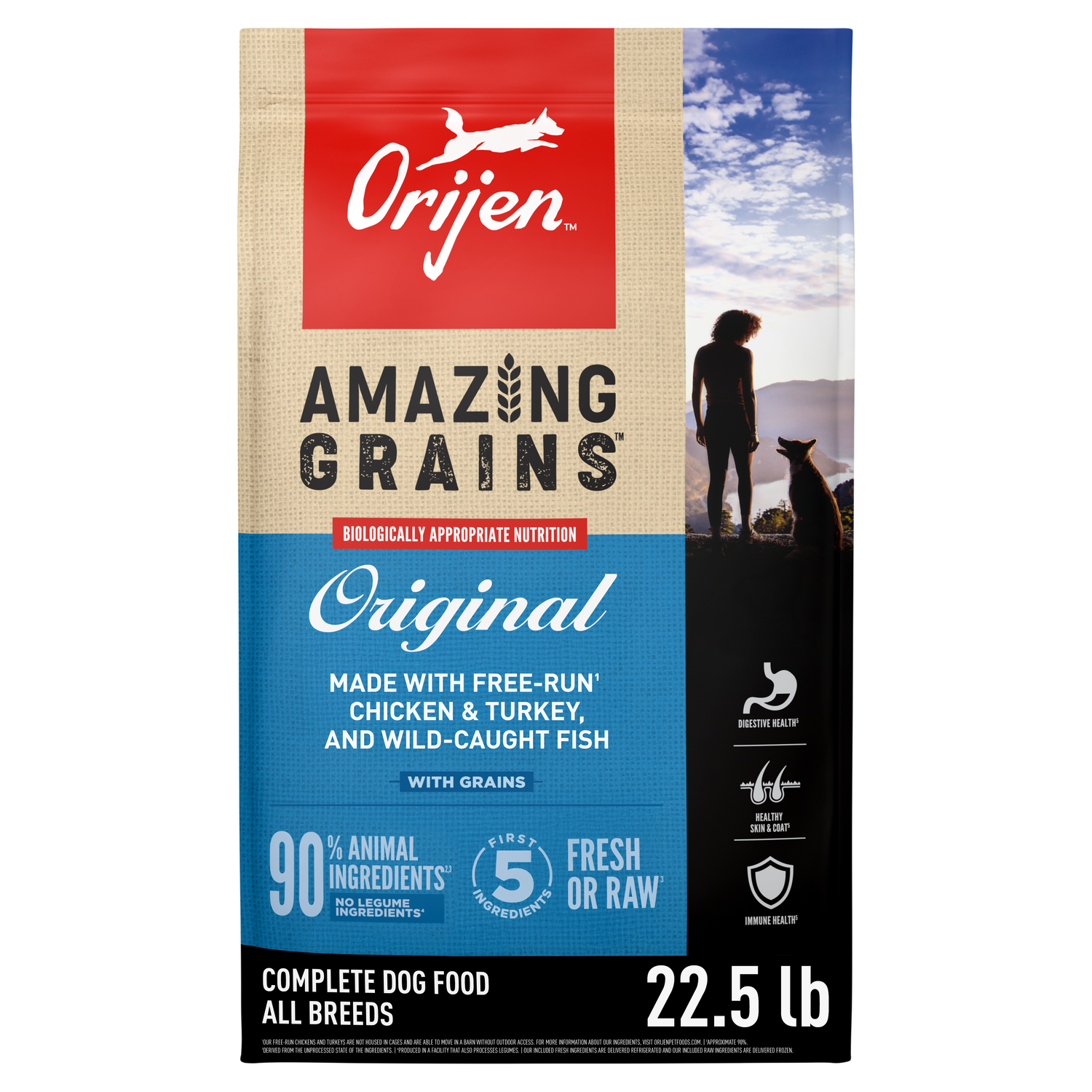 Orijen Amazing Grains Original High-Protein Dry Dog Food, 22.5-Lb Bag