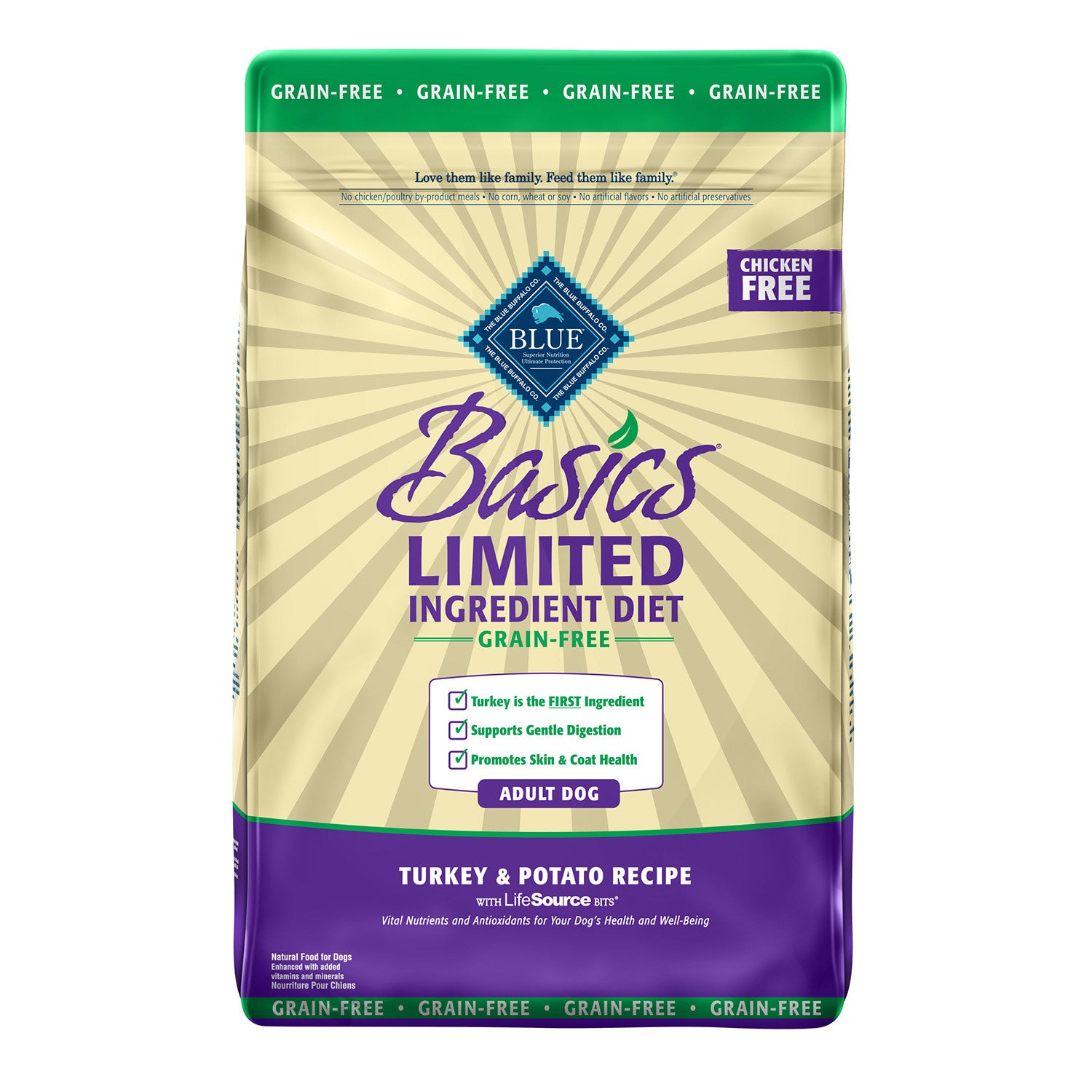 Blue Buffalo Basics Limited Ingredient Grain Free Turkey & Potato Adult Recipe Dog Food