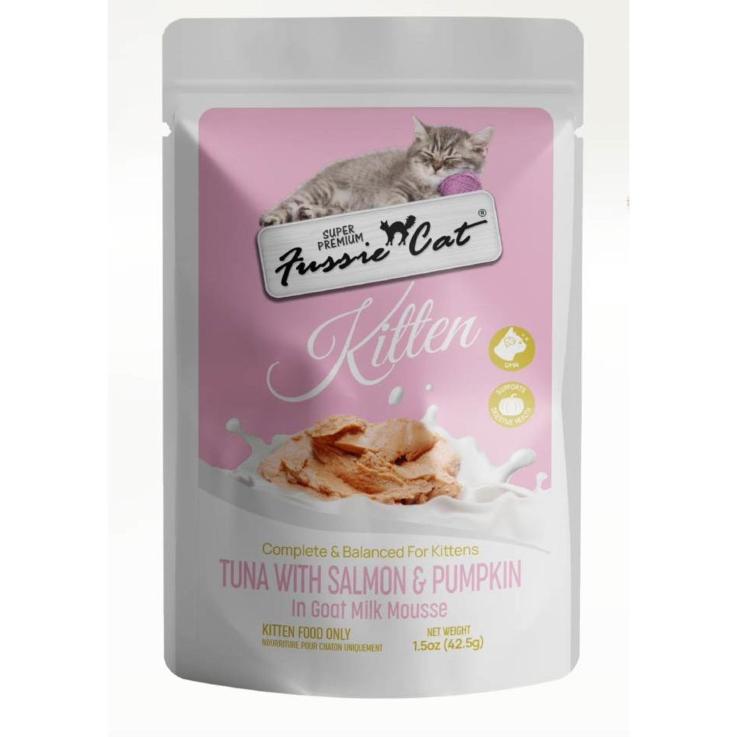 Fussie Cat Super Premium Tuna With Salmon & Pumpkin In Goat Milk Mouse Wet Cat Food For Kittens, 1.5-Oz