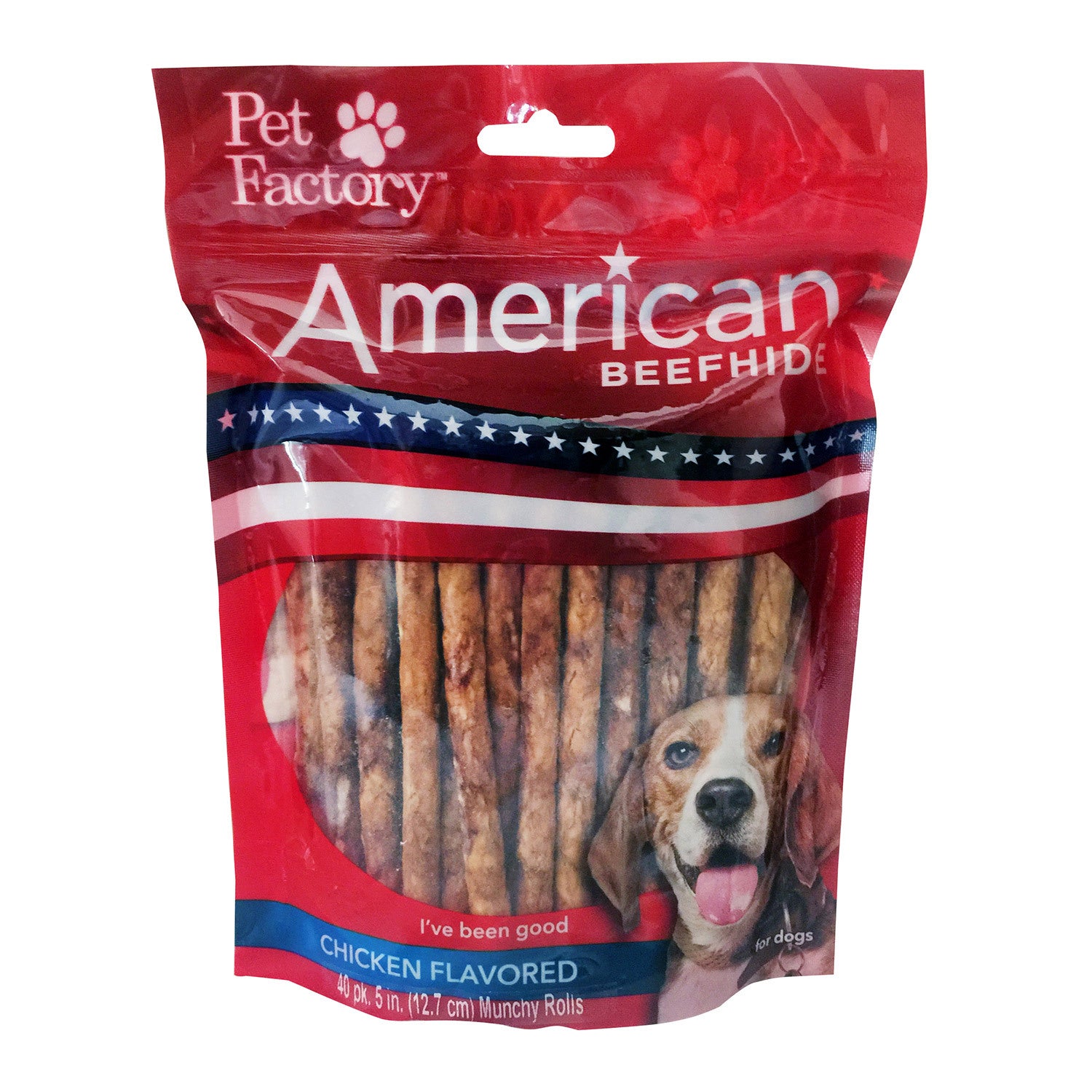 Pet Factory Beefhide Munchy Rolls - Chicken Flavored Dog Treat