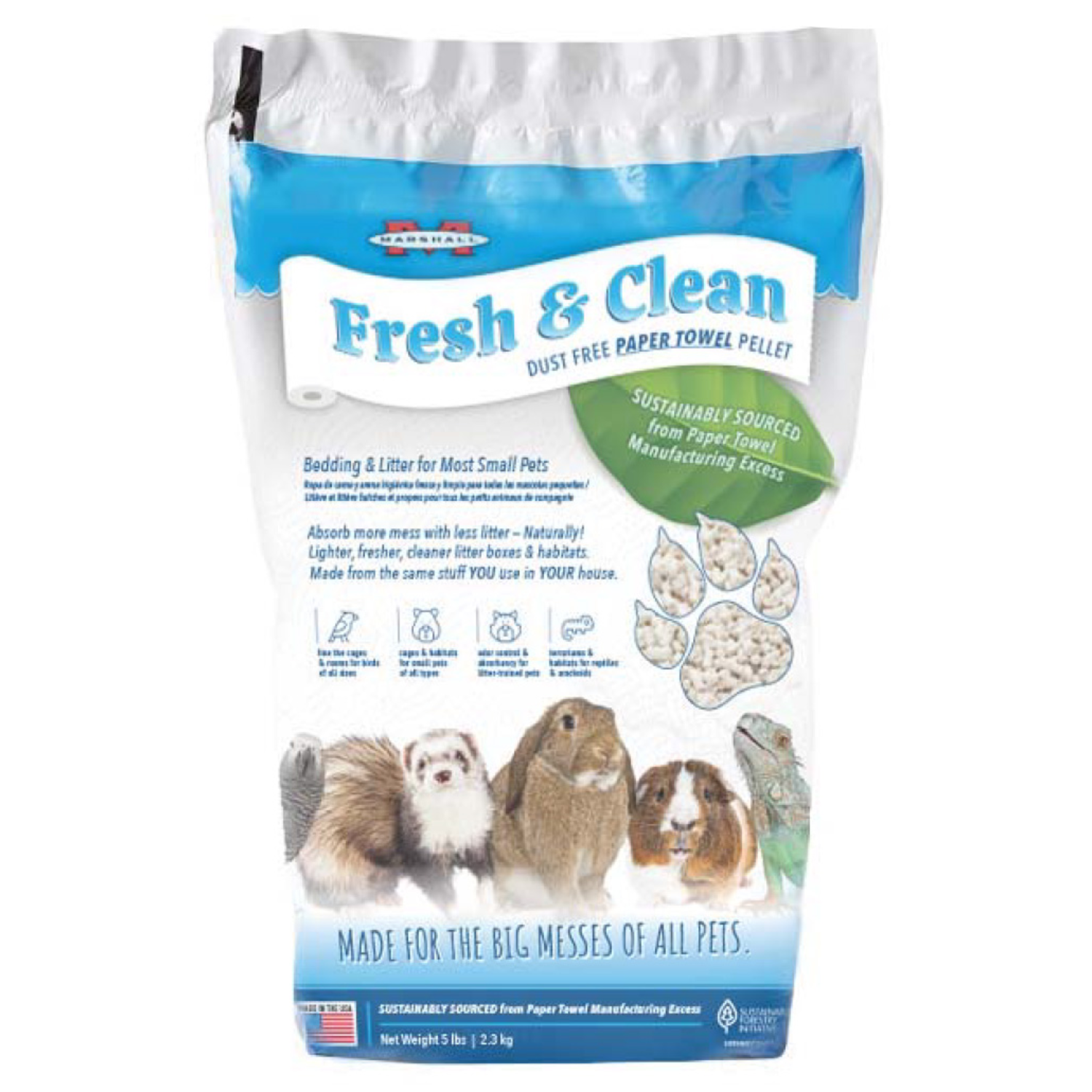 Marshall Pet Products Fresh & Clean Ferret Litter, 5-Lb Bag