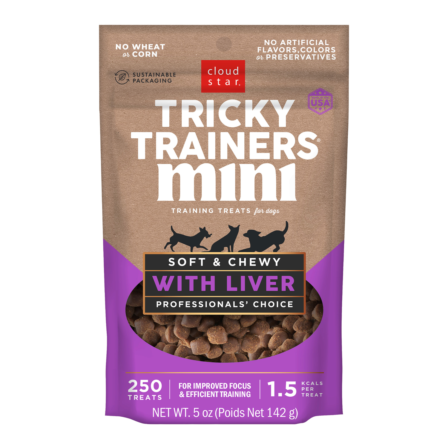 Tricky Trainers Mini Soft & Chewy Training Bites Dog Treats, Liver, 5-Oz