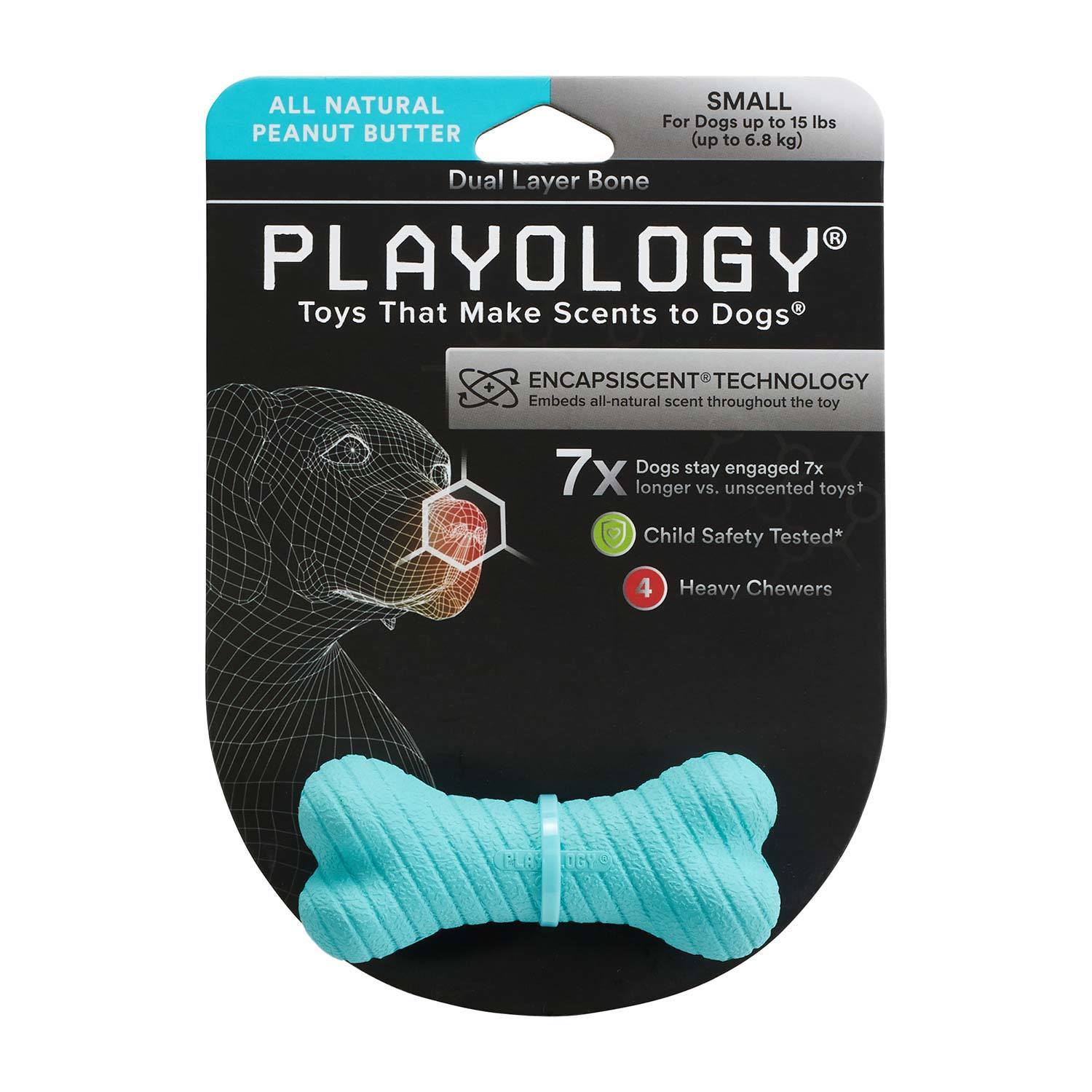 Playology All Natural Peanut Butter Scented Dual Layer Bone Dog Toy