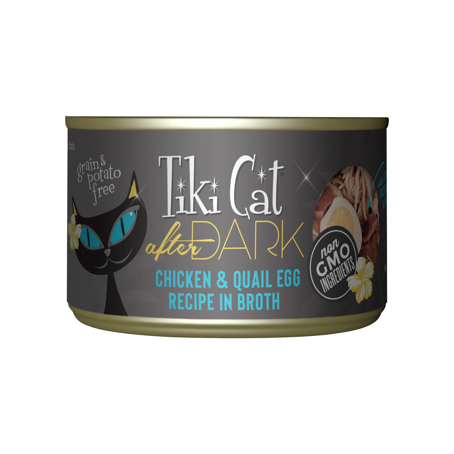 Tiki Cat After Dark Whole Foods Wet Cat Food, Chicken & Quail Egg, 5.5-Oz Can 8-Count