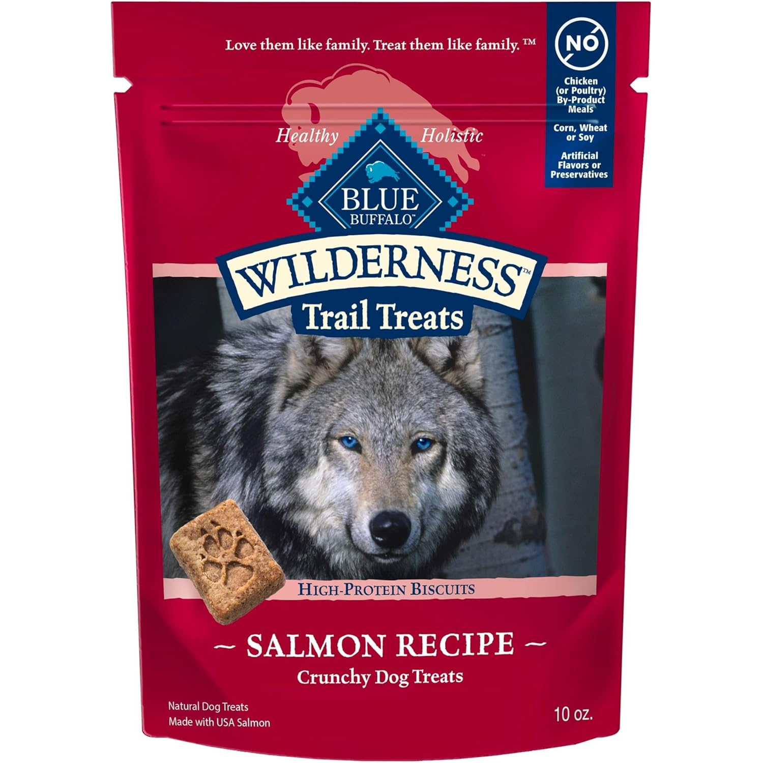 Blue Buffalo Wilderness Trail Treats Grain-Free Biscuits Salmon Recipe Dog Treats, 10-Oz