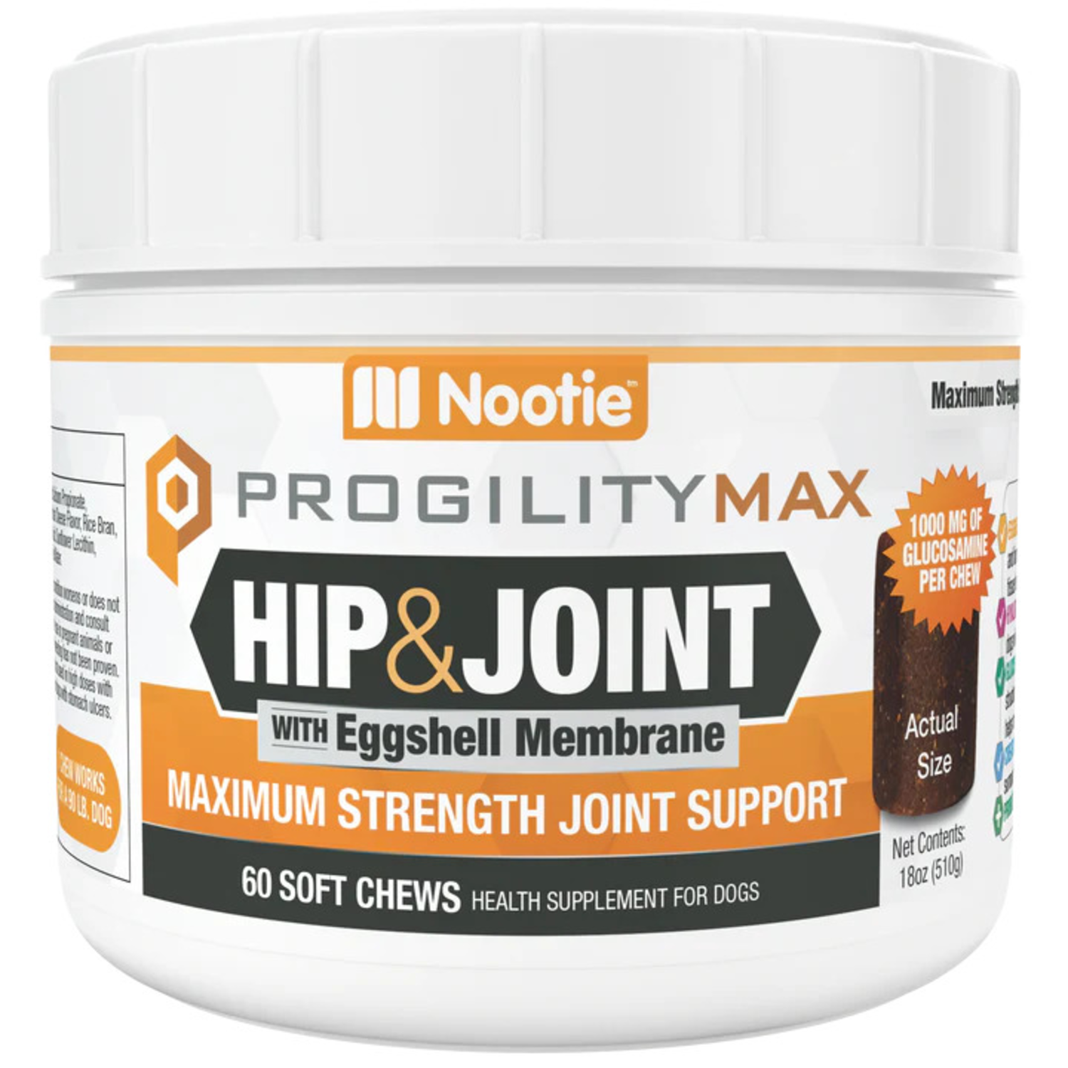 Progilitymax Hip & Joint With Eggshell Membrane, Glucosamine & Chondroitin Supplement For Large Dogs, 60 Count