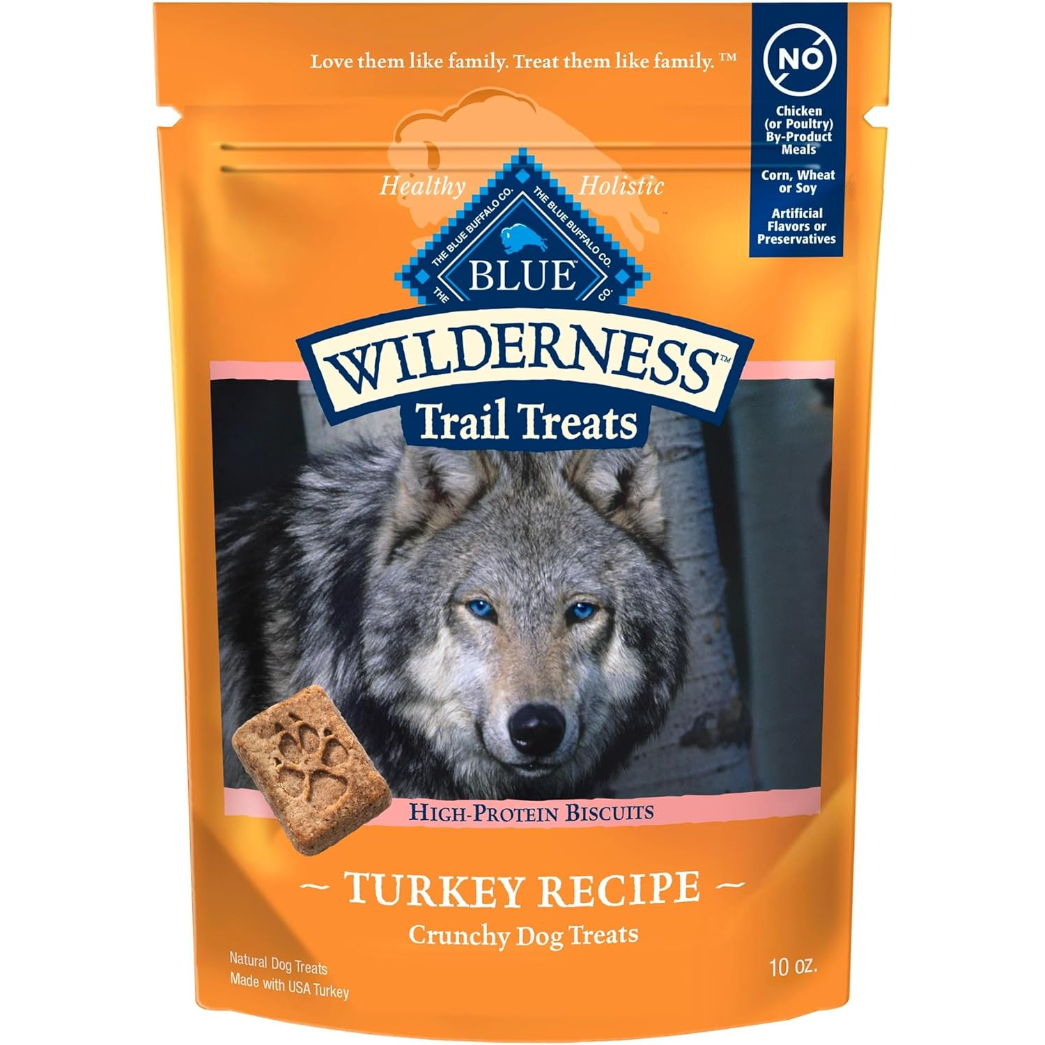 Blue Buffalo Wilderness Trail Treats Grain-Free Biscuit Dog Treats, Turkey Recipe, 10-Oz Bag