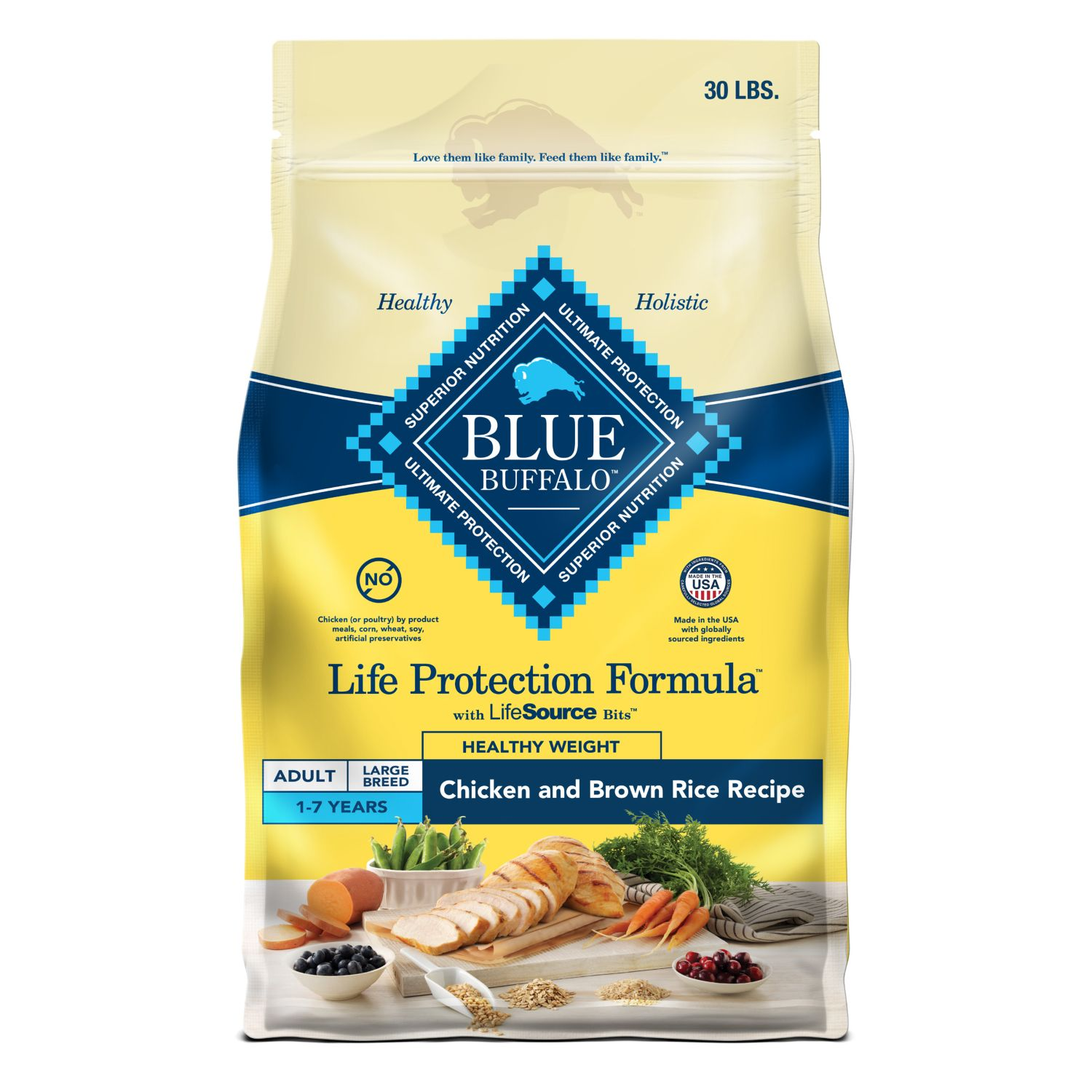Blue Buffalo Life Protection Healthy Weight Chicken & Brown Rice Adult Dry Dog Food, 30-Lb