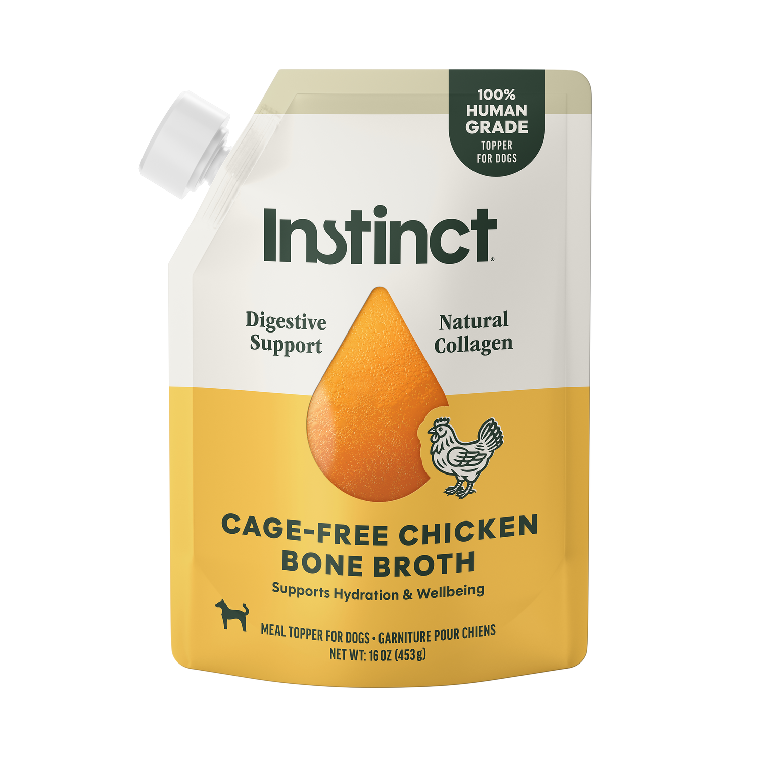 Instinct Cage-Free Chicken Bone Broth Dog Food Topper, 16-Oz Resealable Pouch