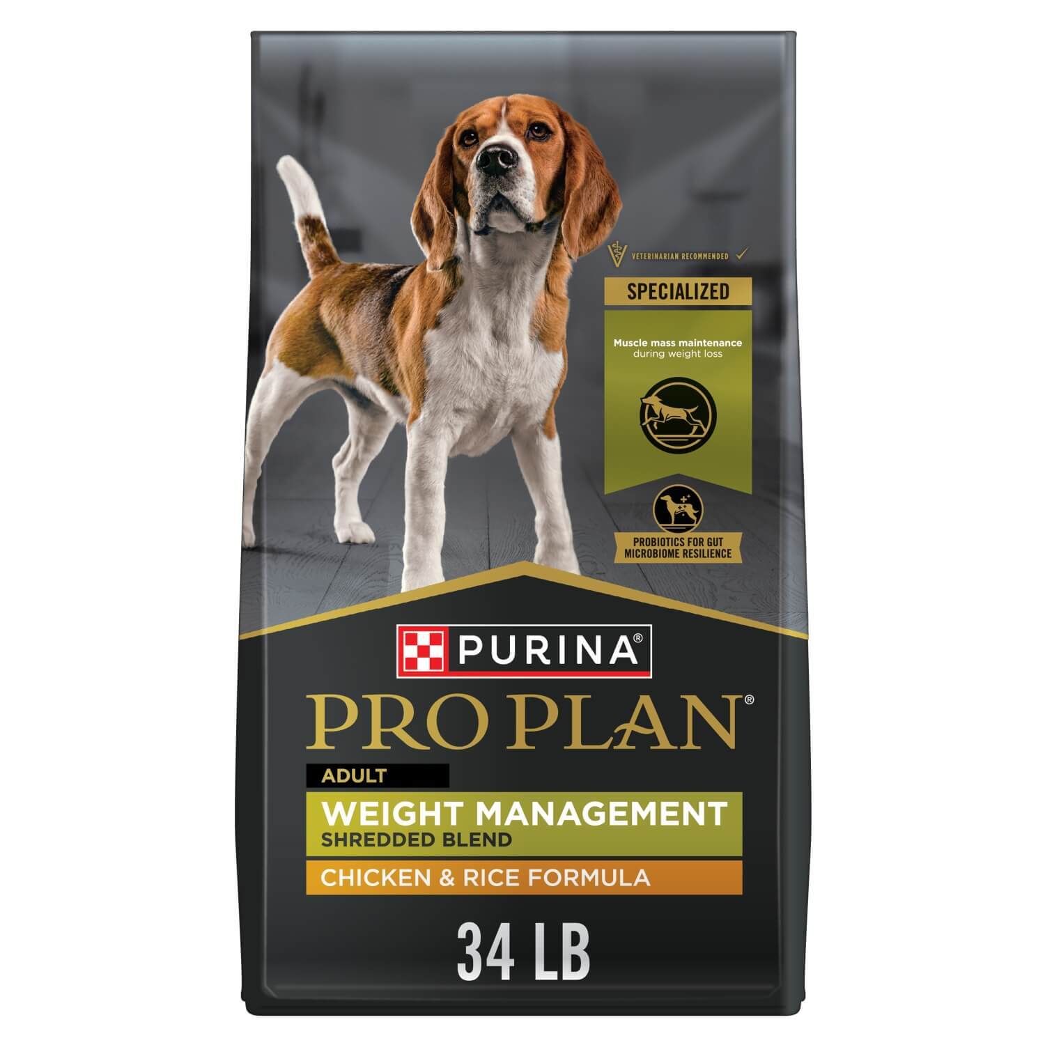 Purina Pro Plan Weight Management Shredded Blend Chicken & Rice Formula Dry Dog Food