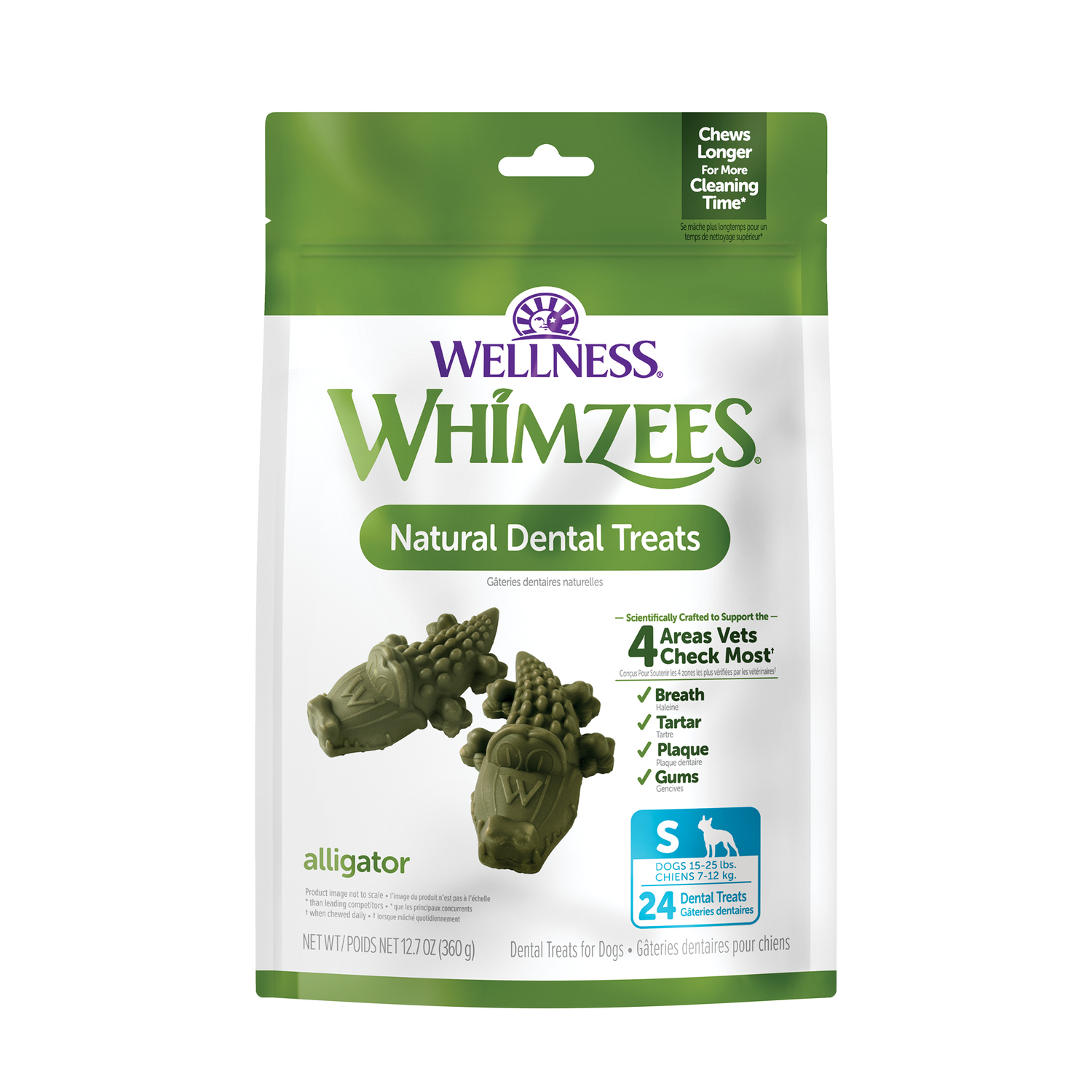 Whimzees Grain-Free Small Alligator Dental Treats For Dogs, 24-Ct