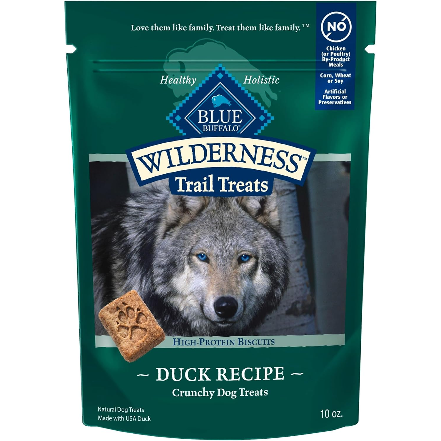 Blue Buffalo Wilderness Trail Treats Grain-Free Biscuits Duck Recipe Dog Treats, 10-Oz