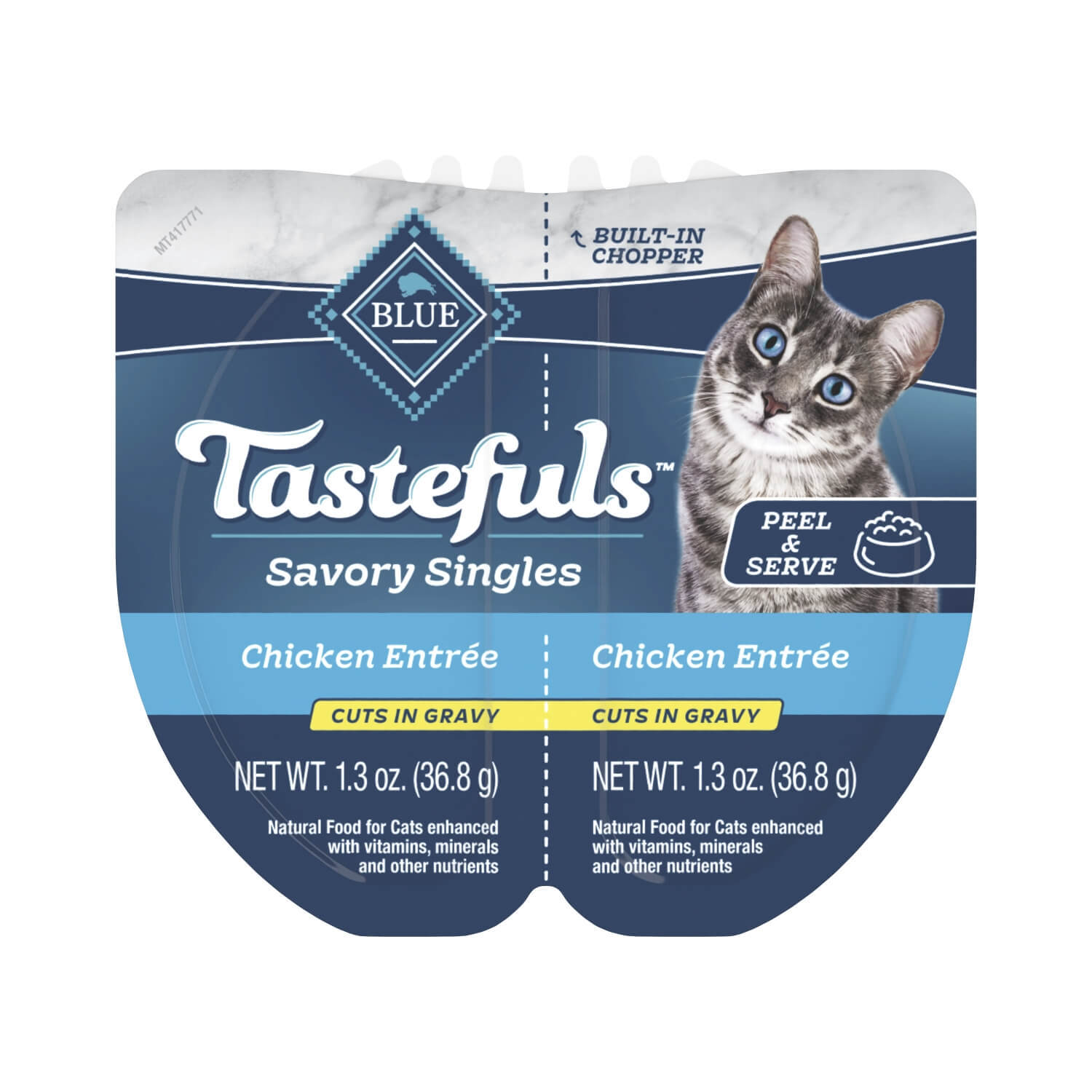 Blue Buffalo Tastefuls Savory Singles Adult Cuts In Gravy Wet Cat Food, Chicken Entrée, Perfectly Portioned Cups In A 2.6-Oz Twin-Pack Tray