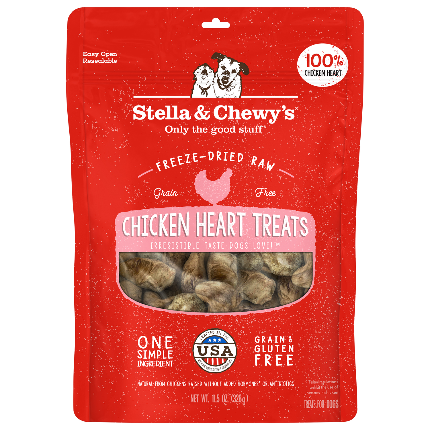 Stella & Chewy's Freeze-Dried Raw Chicken Heart Dog Treats, 3-Oz Bag