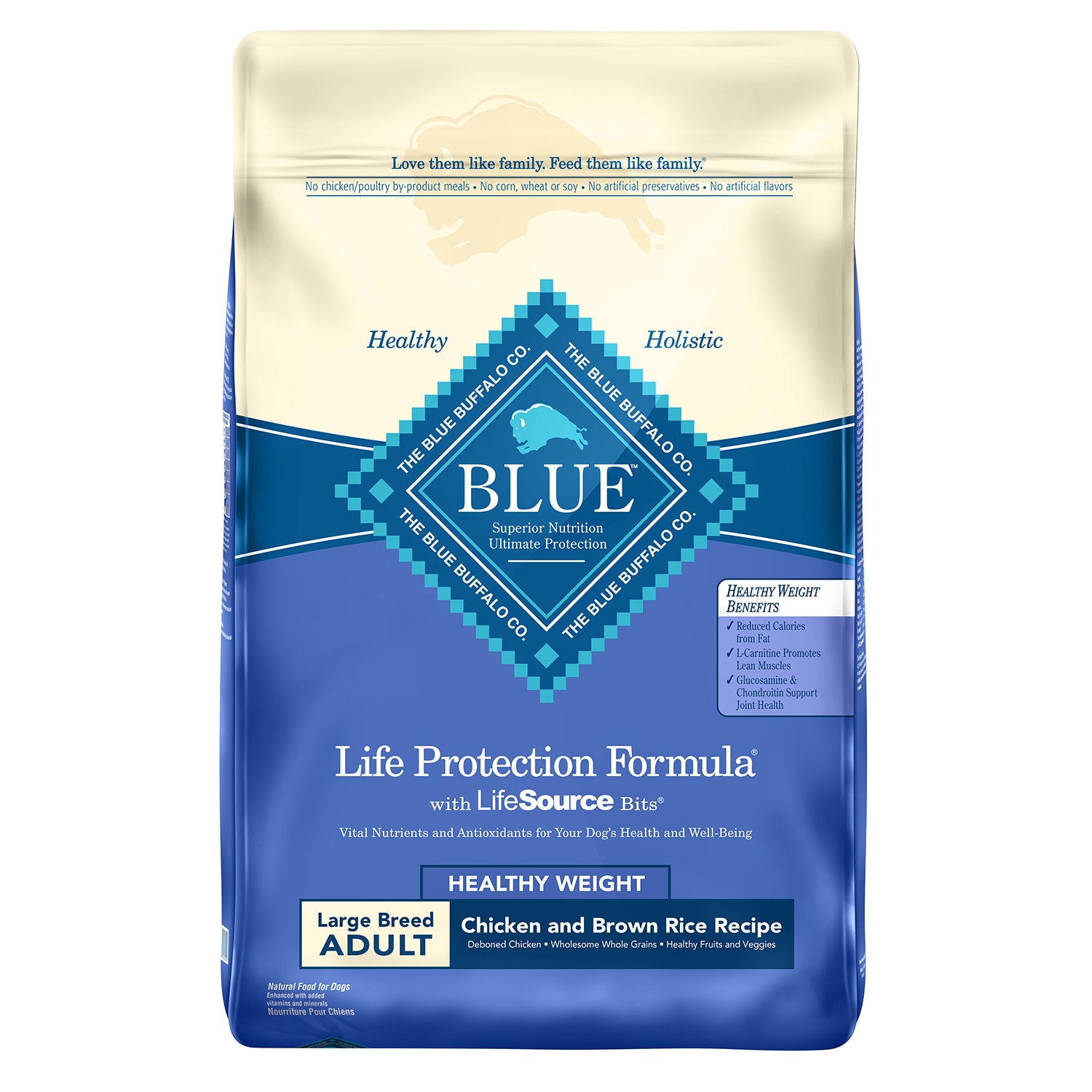 Blue Buffalo Life Protection Formula Natural Adult Large Breed Healthy Weight Dry Dog Food, Chicken And Brown Rice, 30Lb