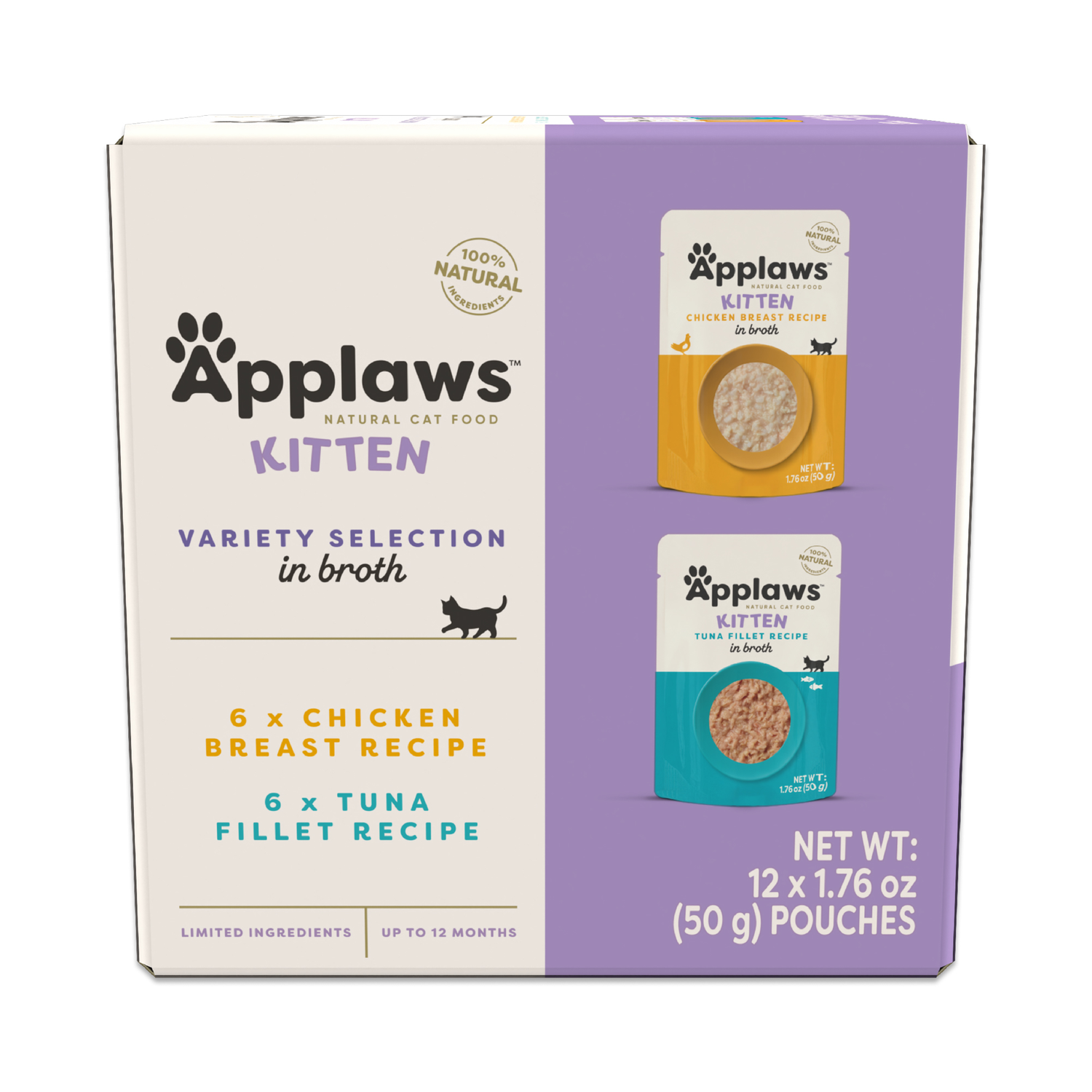 Applaws Kitten Variety Selection In Broth Grain-Free Wet Cat Food, 1.76-Oz Pouch, Case Of 12