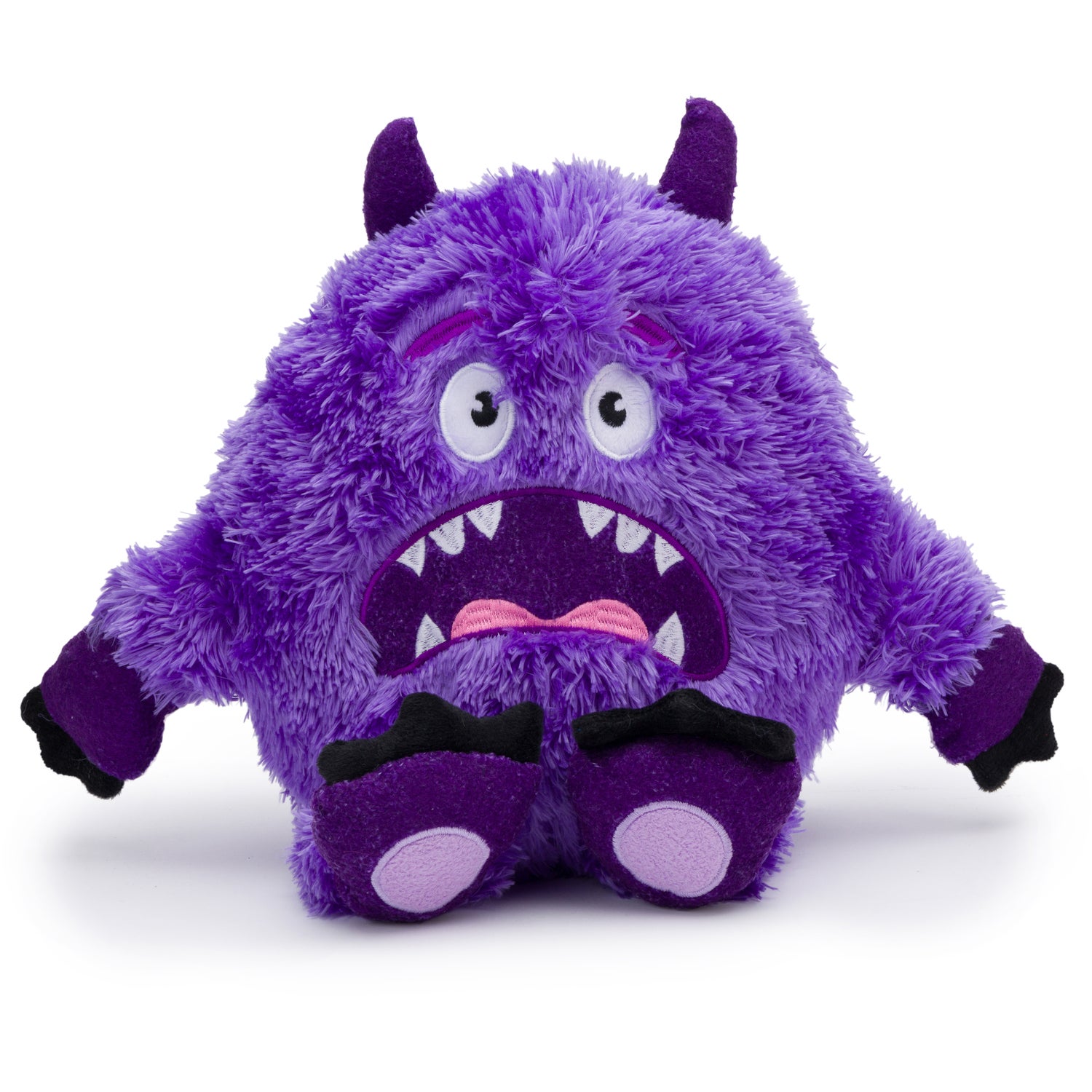 Fabdog Fluffy Purple Monster Squeaky Crinkly Dog Toy, 14