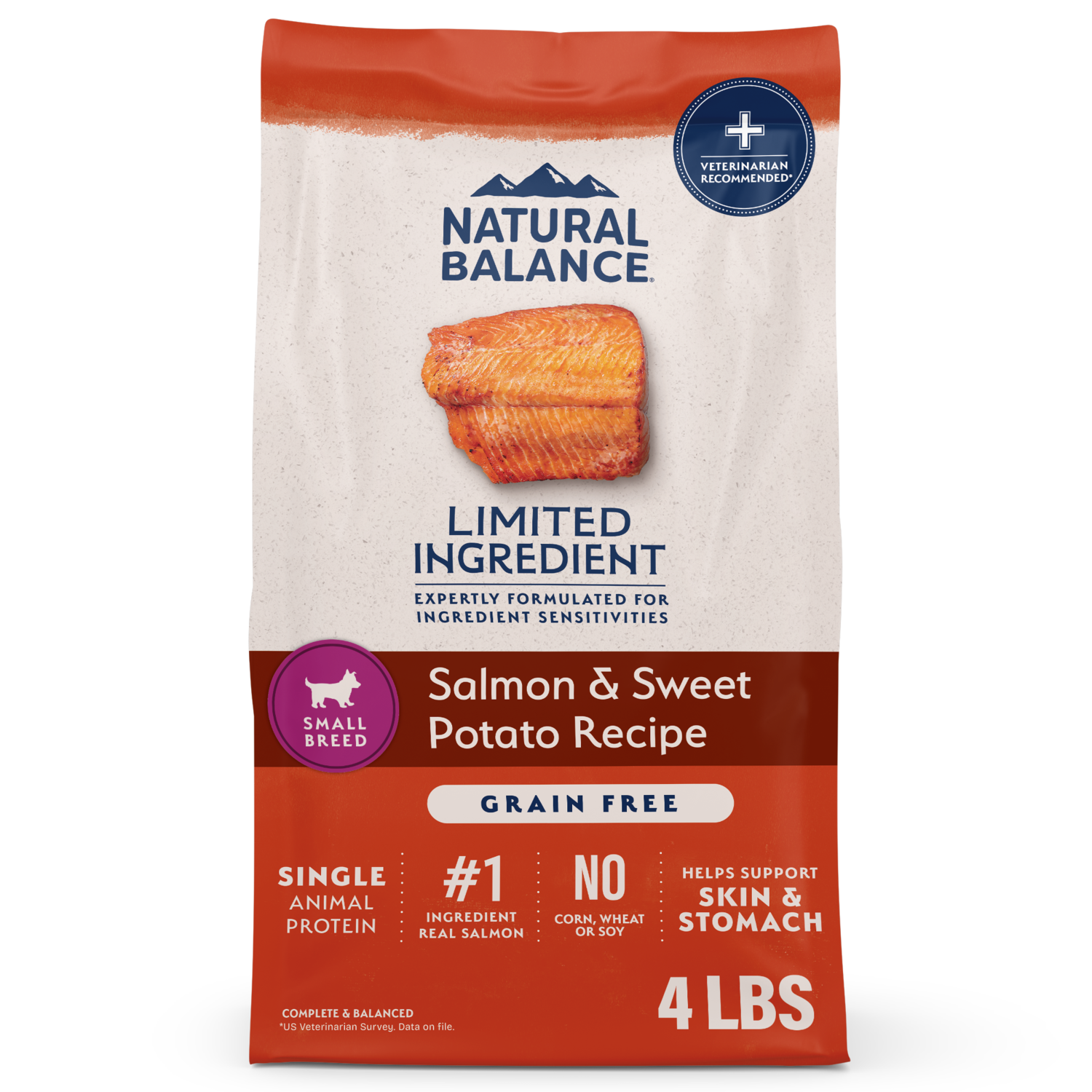 Natural Balance Limited Ingredient Grain-Free Small Breed Salmon & Sweet Potato Recipe Dry Dog Food, 4-Lb Bag
