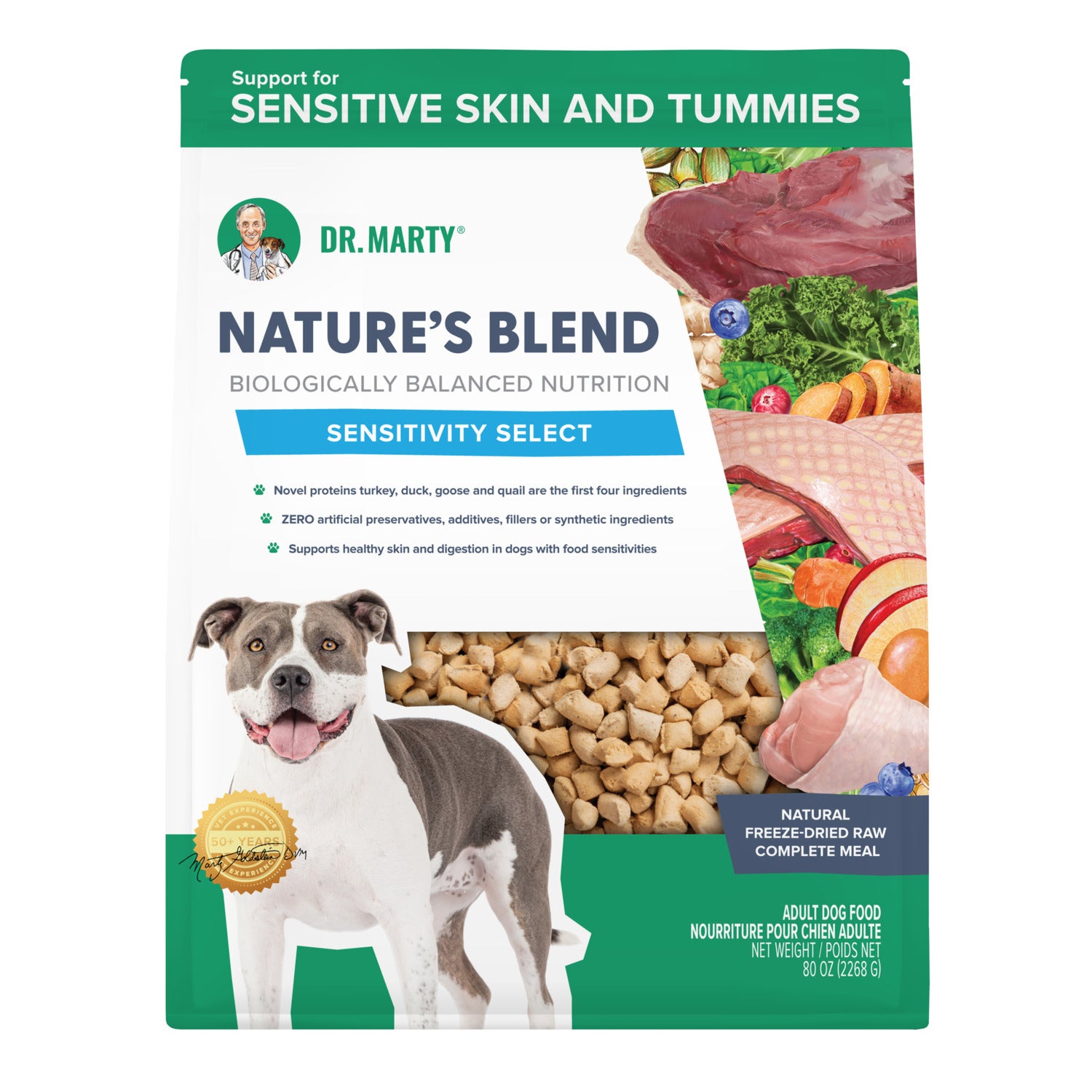 Dr. Marty Nature's Blend Sensitivity Select Freeze-Dried Raw Dog Food, 48-Oz