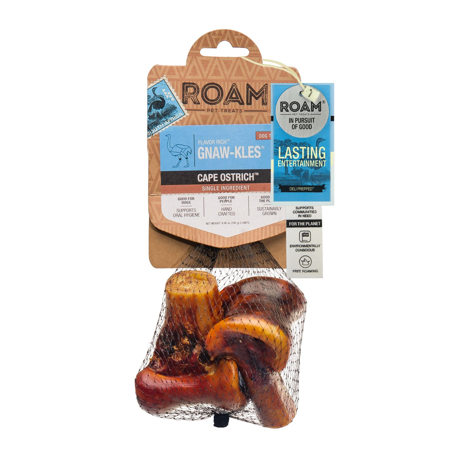 Roam Gnaw-Kle Long Lasting Ostrich Knuckle Bone Dog Chew, Large
