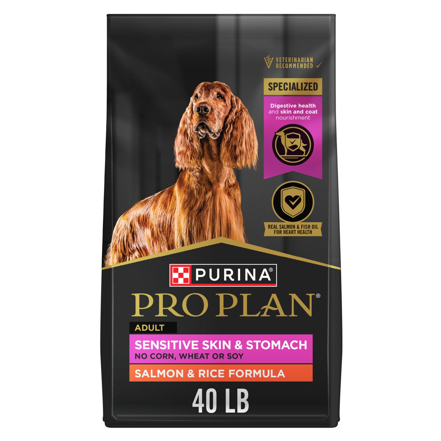 Purina Pro Plan Sensitive Skin And Stomach Salmon And Rice Formula Adult Dry Dog Food, 40Lb
