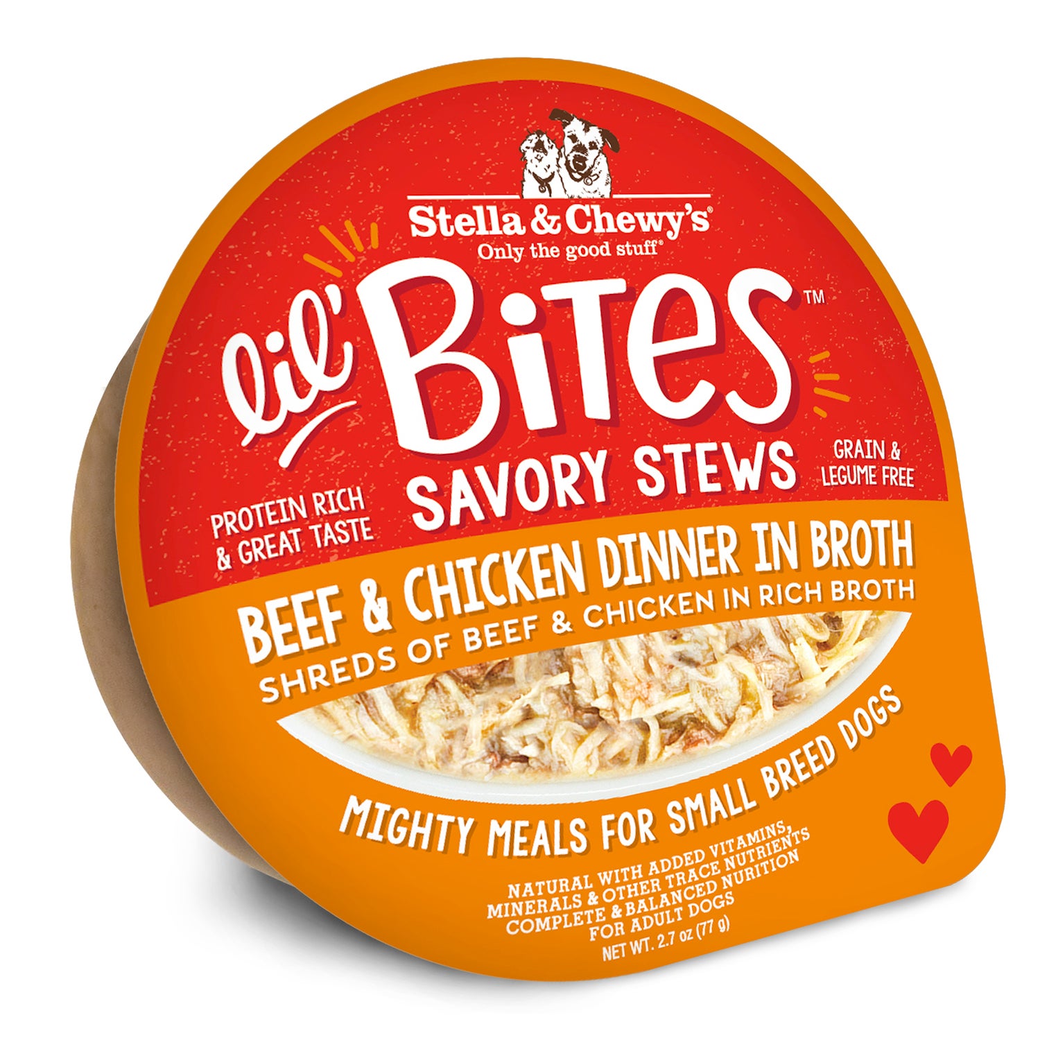 Stella & Chewy's Lil Bites Savory Stews Small Breed Wet Dog Food, Beef & Chicken Dinner In Broth, 2.7-Oz Cup