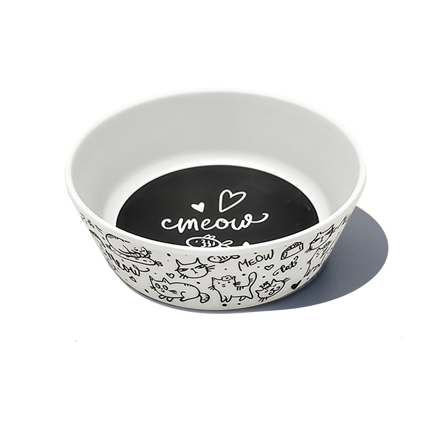 Abode Homewares Meow Black & White Small Cat Bowl