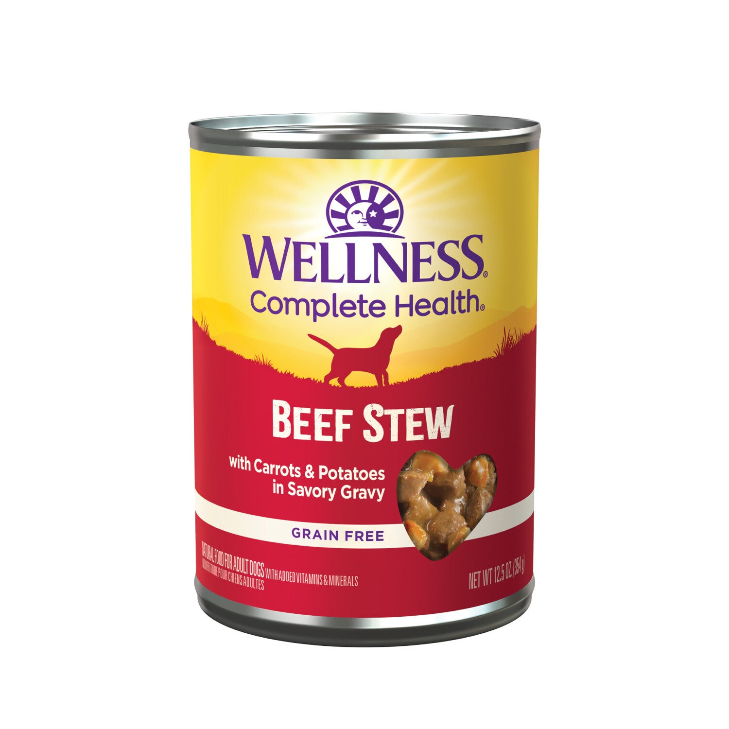 Wellness Complete Health Grain Free Canned Wet Dog Food, Beef Stew, 12.5-Ounce Can
