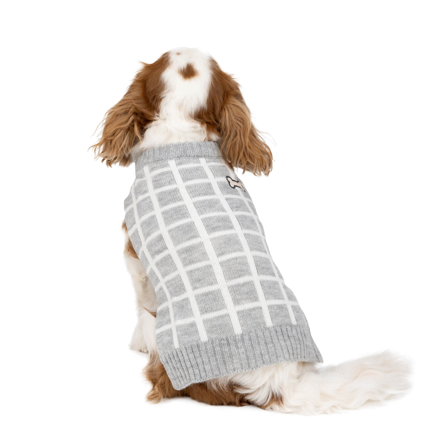 Simply Dog Gray Windowpane Fall Pullover Sweater