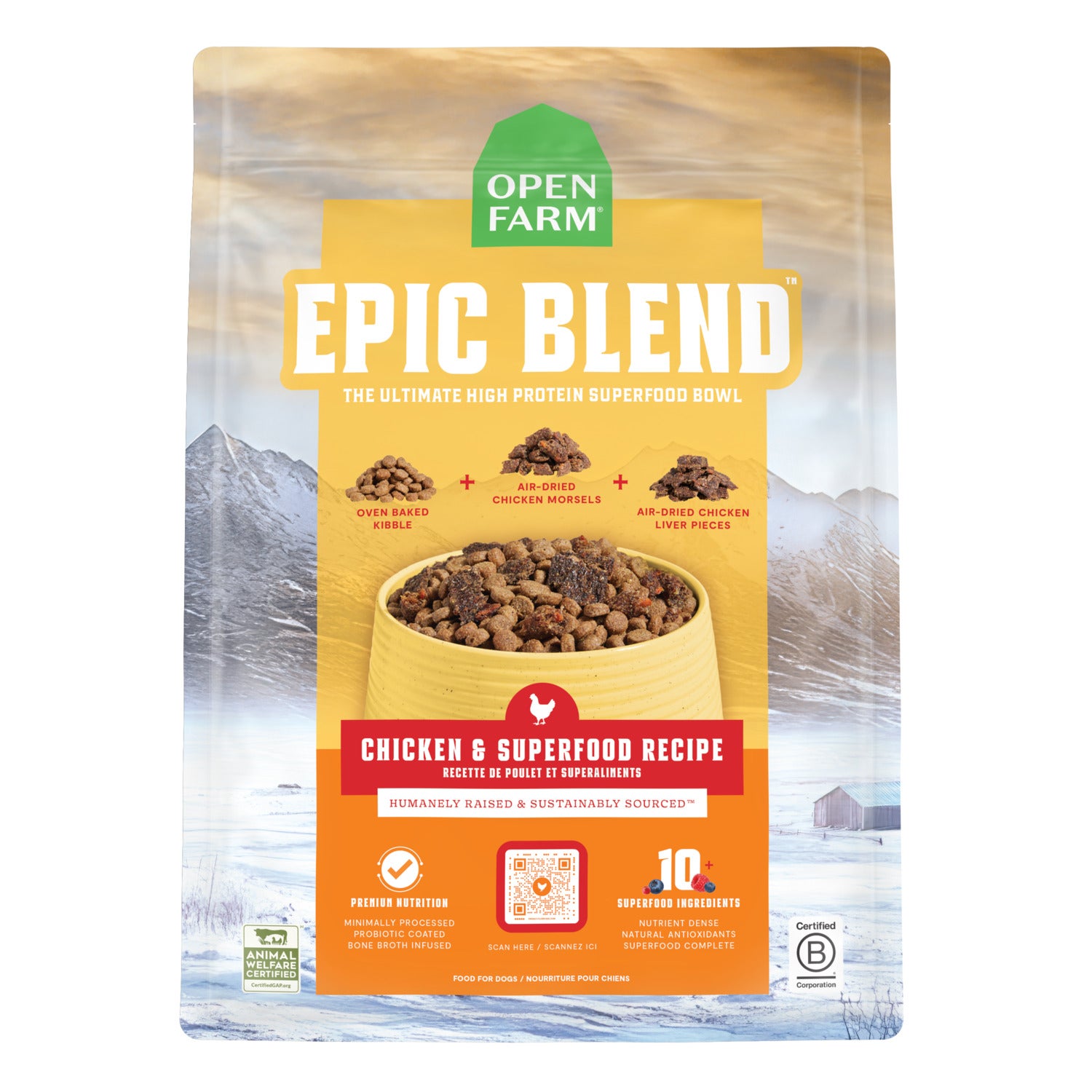 Open Farm Epic Blend Chicken & Superfood Recipe Air-Dried Dog Food With Kibble, 3.5Lb