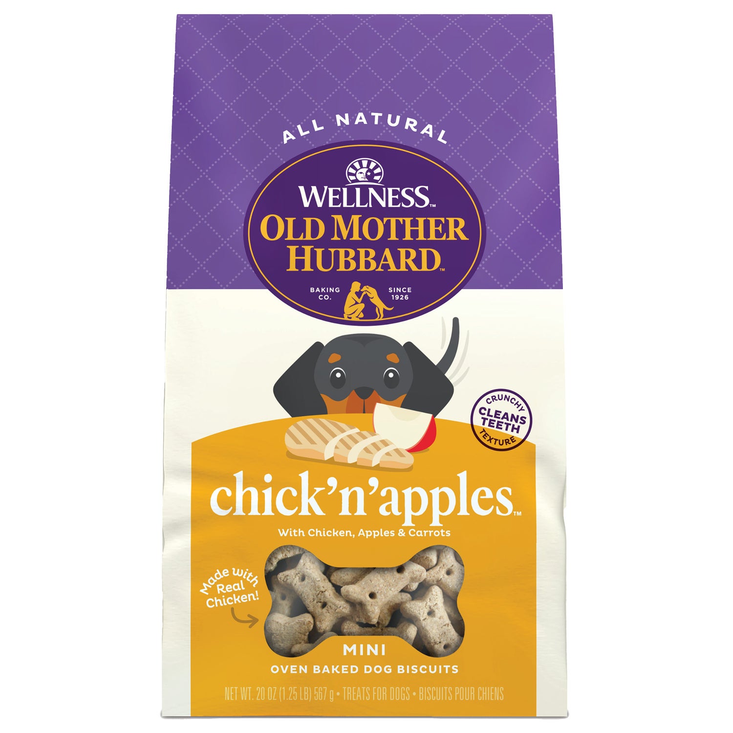 Wellness Old Mother Hubbard Chick'n'apples Dog Biscuits, Natural, Training Treats, Chicken & Apples Flavor, Mini Size Dog Treats, 20 Ounce Bag