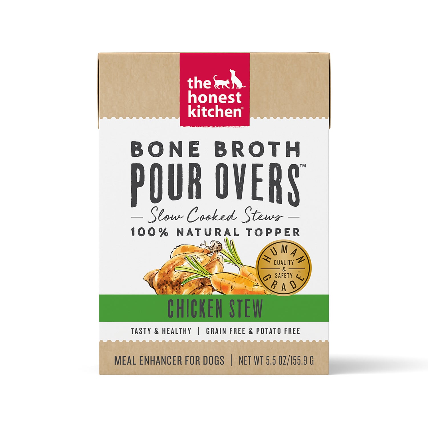 The Honest Kitchen Bone Broth Pour Overs Chicken Stew Dog Food Topper, 5.5-Oz-Pack Of 12