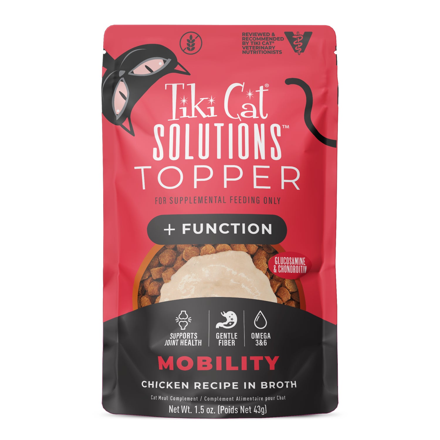 Tiki Cat Solutions Cat Food Topper, Mobility, Chicken Recipe In Broth, 1.5 Oz. Pouch