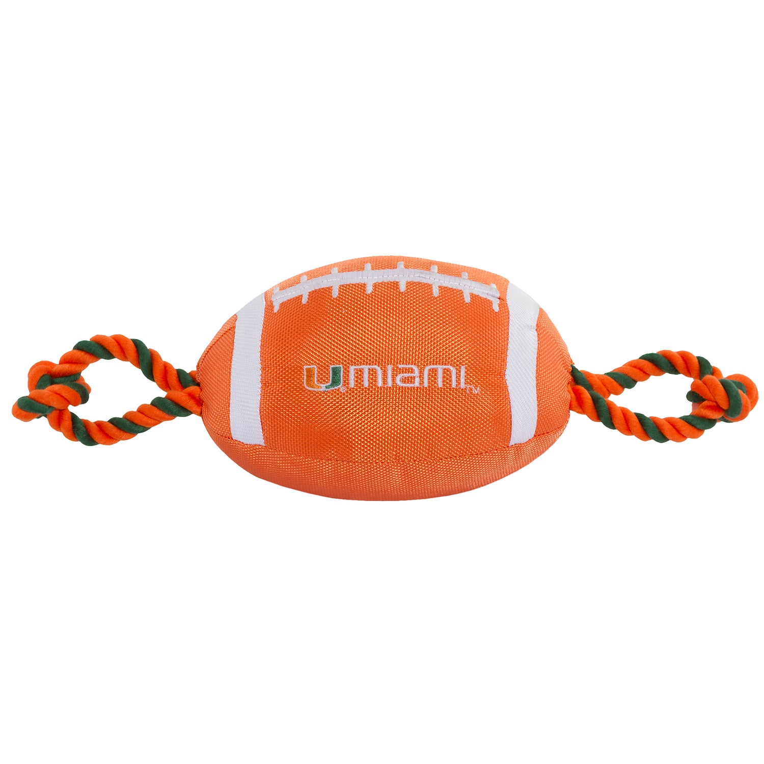 Pets First University Of Miami Hurricanes Football Plush, Rope & Tug Dog Toy