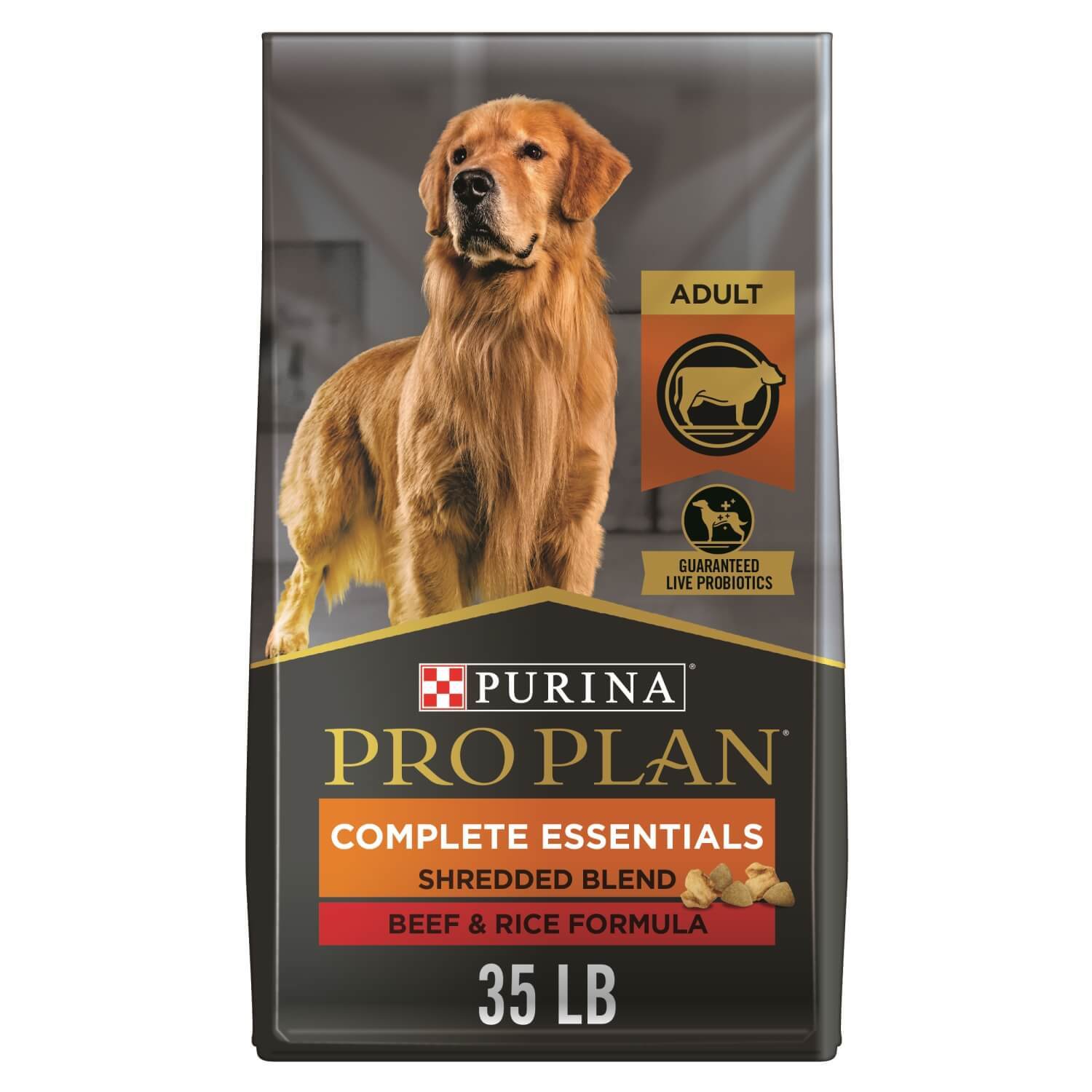 Purina Pro Plan Complete Essentials Shredded Blend Beef & Rice With Probiotics Adult Formula Dry Dog Food, 47-Lb