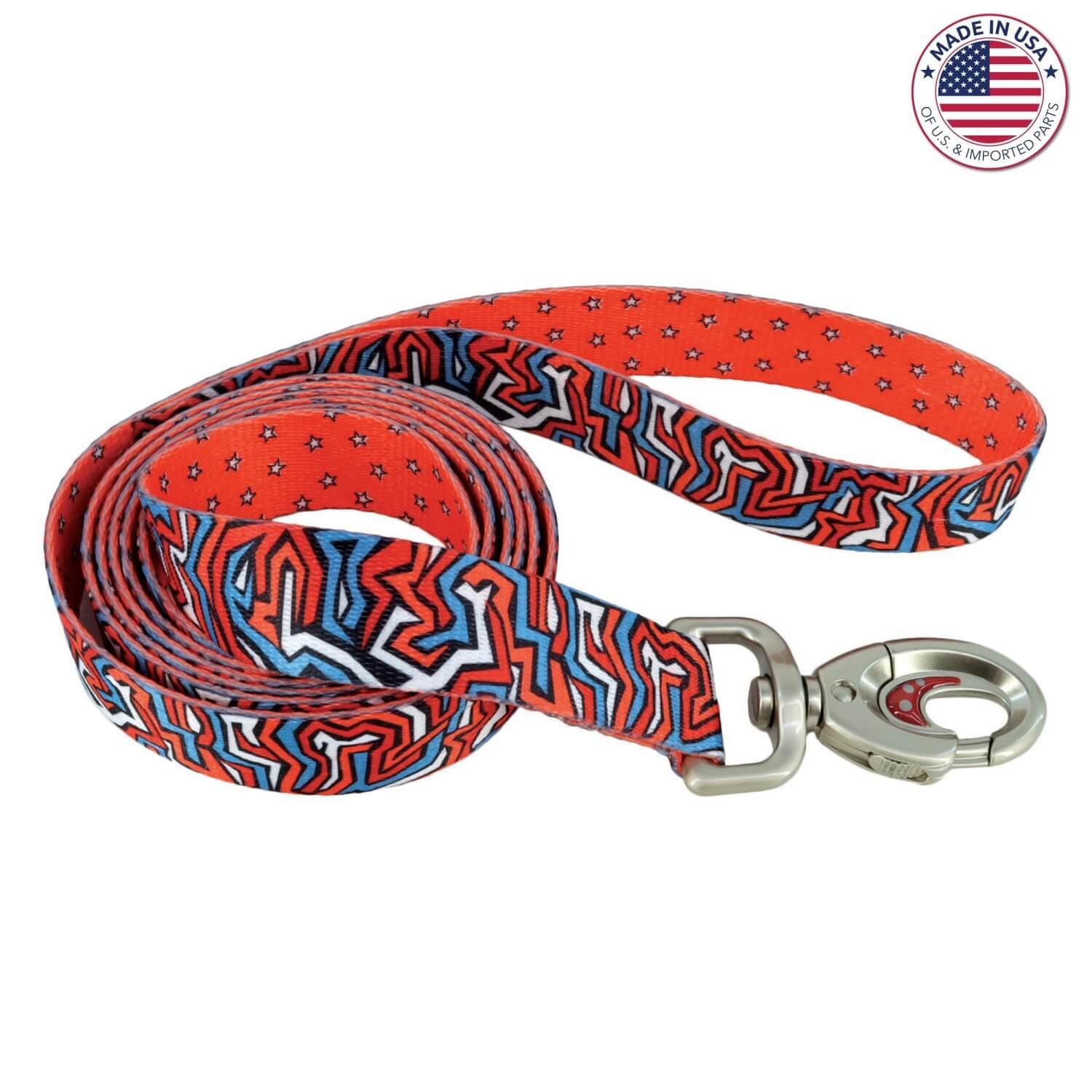 Coastal Pet Products Sublime Dog Leash, Red Blue Graffiti With Red Stars