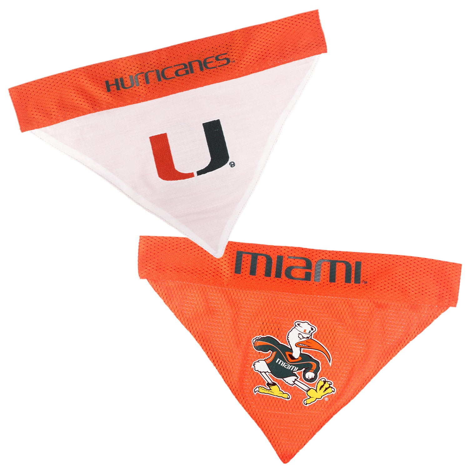 Pets First Ncaa Collegiate University Of Miami Hurricanes Reversible Dog Bandana, Large/Extra Large