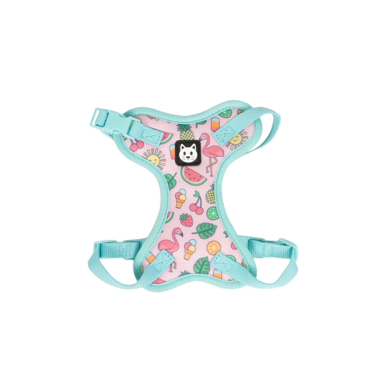 Bailey & Bella Pink & Blue Food Icons Cat Harness & Leash Set