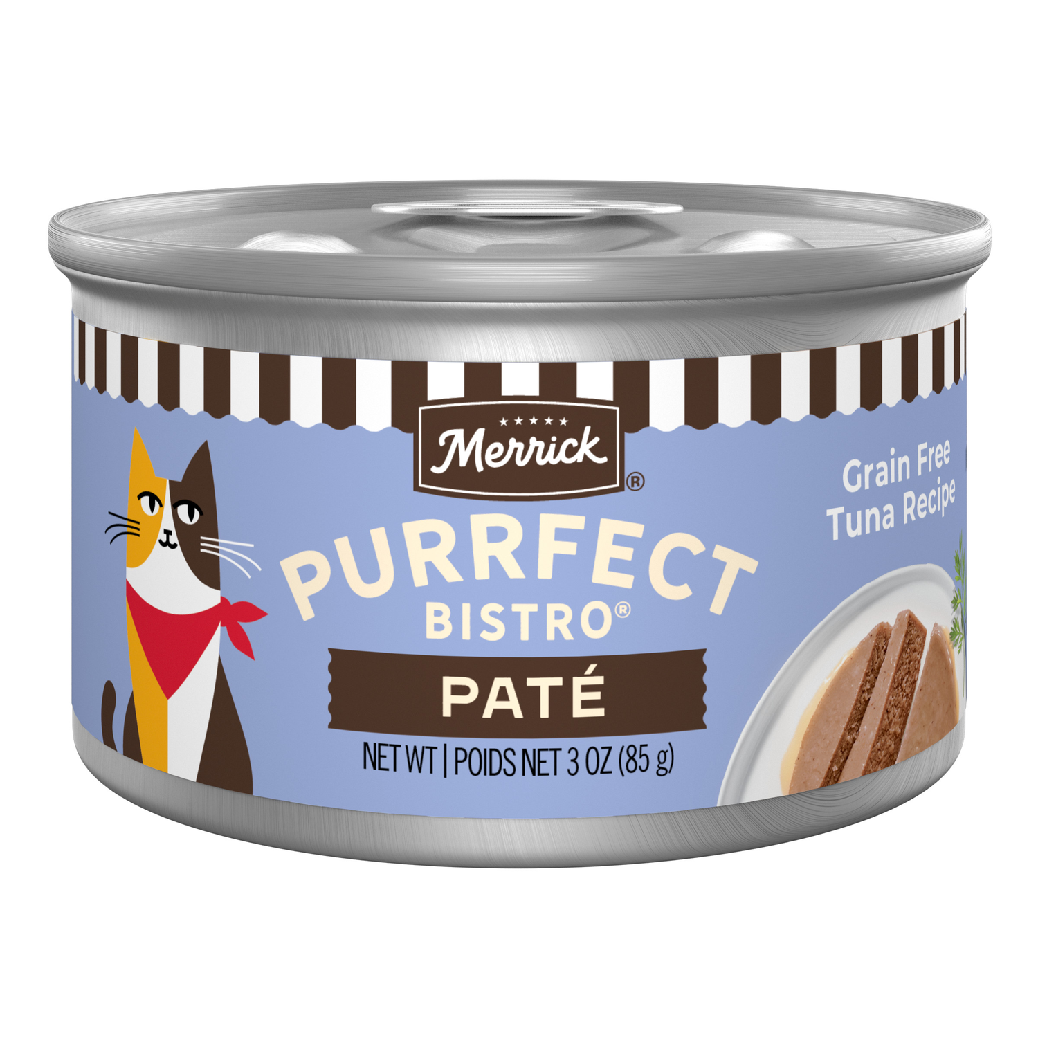 Merrick Purrfect Bistro Grain-Free Premium Soft Canned Pate Adult Wet Cat Food, High Protein Tuna Recipe, 3-Oz Can - Case Of 24