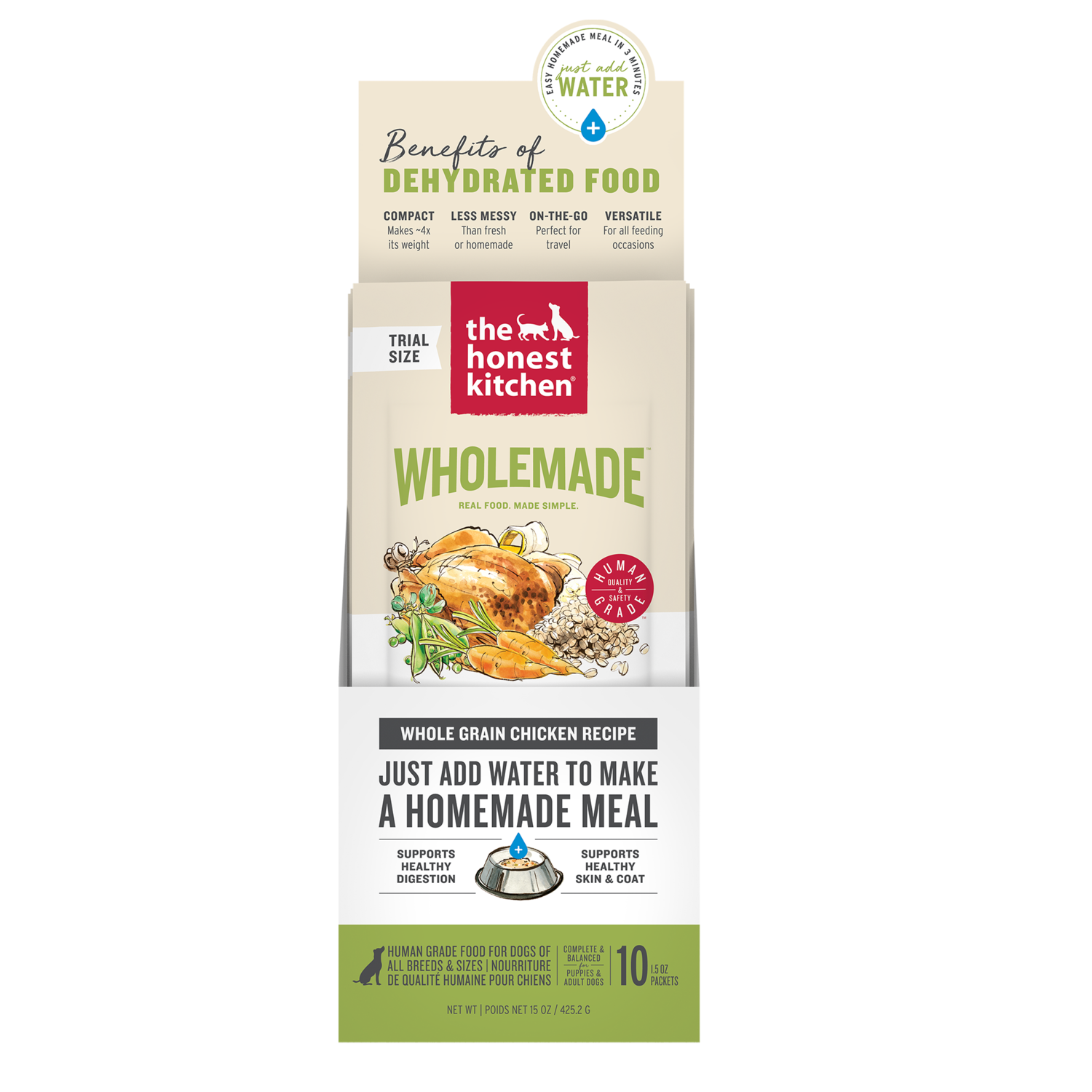 The Honest Kitchen Wholemade Whole Grain Chicken Recipe Dehydrated Dog Food, 1.5-Oz