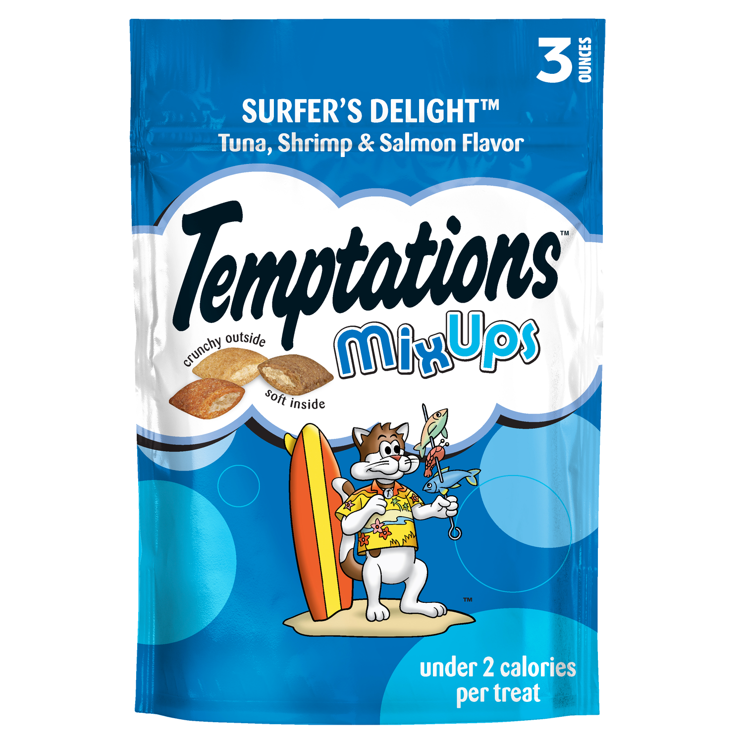 Temptations Mixups Crunchy & Soft Surfers' Delight Flavor Cat Treats, 3-Oz