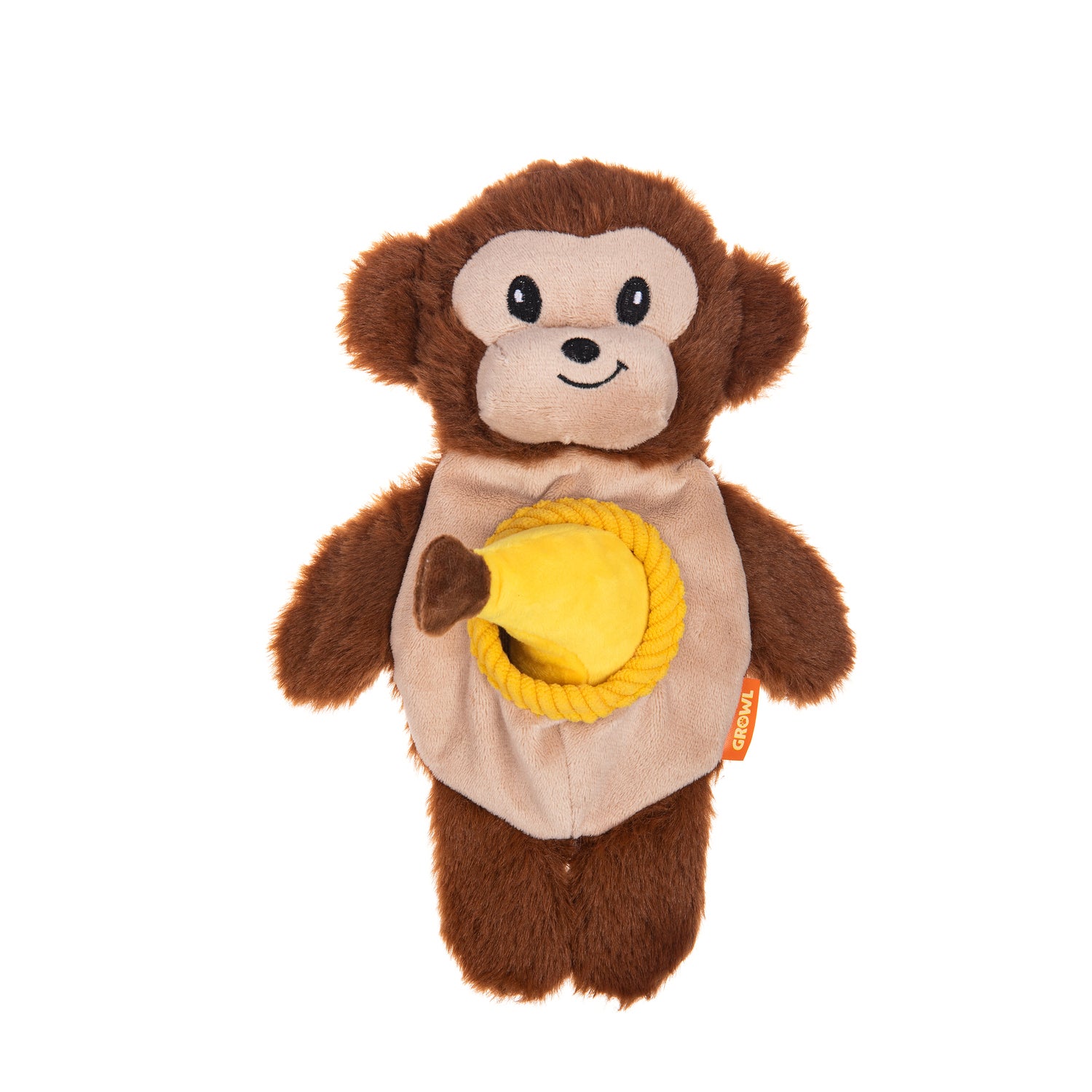 Growl Snackerz Milo The Monkey Durable Interactive Dog Toy, 9.7
