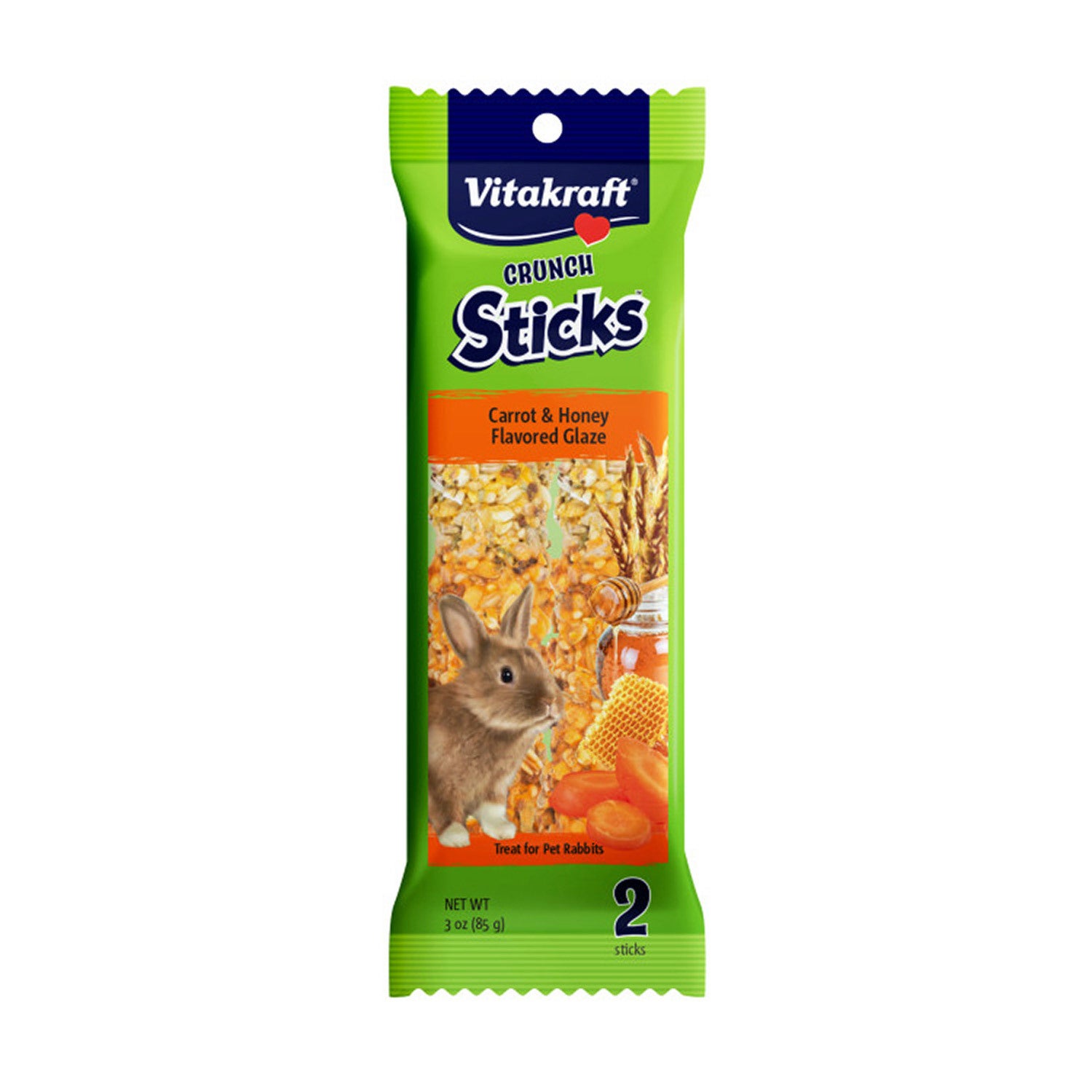 Vitakraft Rabbit Crunch Sticks With Carrot & Honey Flavored Glazed Small Animal Treat