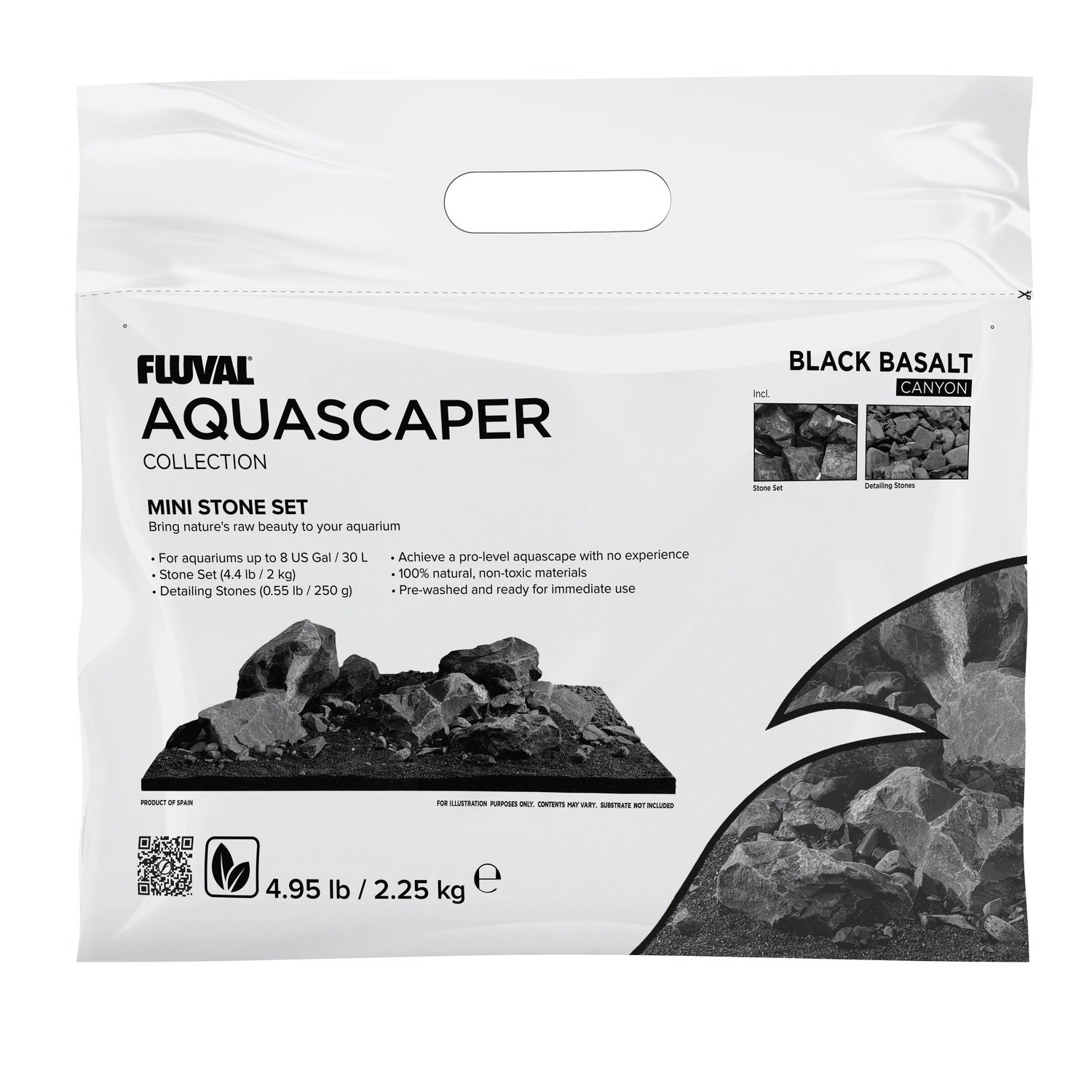 Fluval Aquascaping Mini Stone Set For Fish Aquariums And Terrariums, 5-Lb