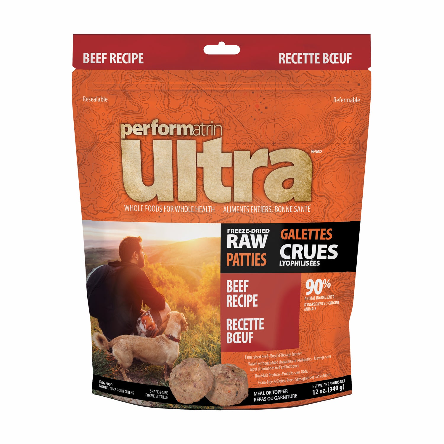 Performatrin Ultra Freeze-Dried Raw Patties Beef Recipe Dog Food, 4Oz